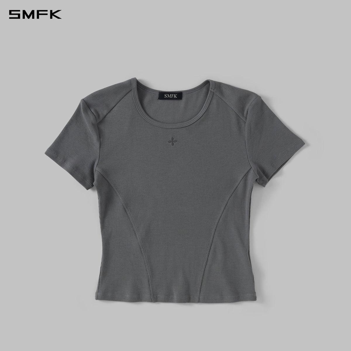 ナチュラルバランス リブ編みスポーツTシャツ / コーマ綿＋ライクラ ストームグレー