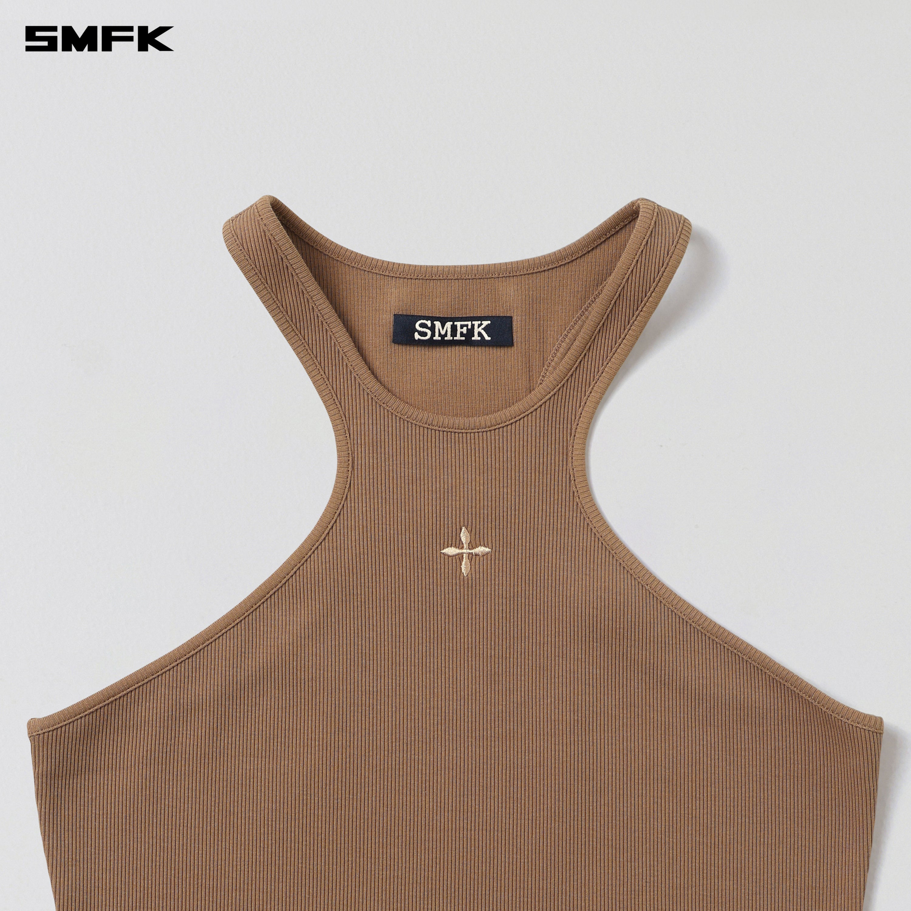 POISE X-NECK TANK / COTTON WILD BROWN
