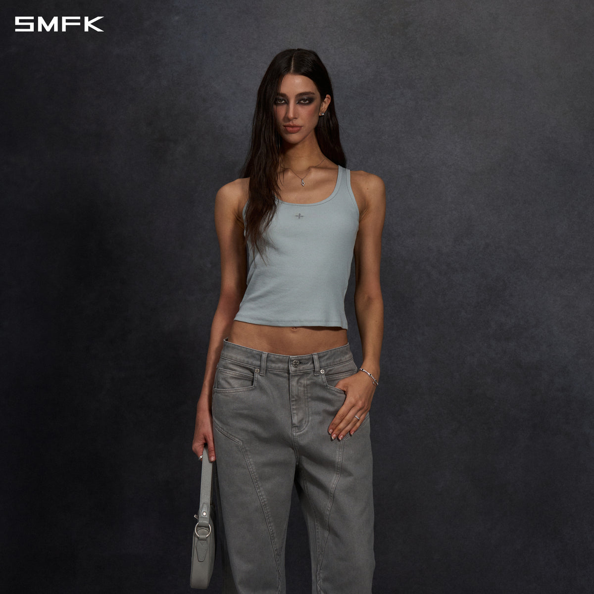 POISE MULTI TANK /COMBED COTTON+LYCRA GLACIER GREY