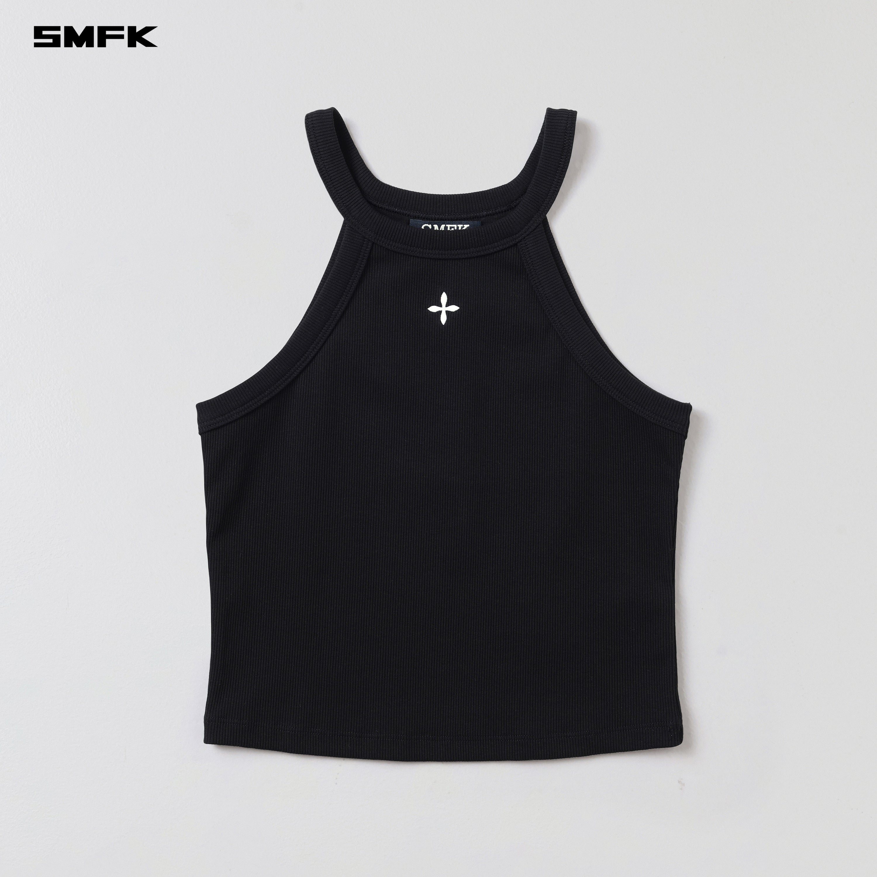POISE ROUND-NECK TANK/COTTON WILD BLACK