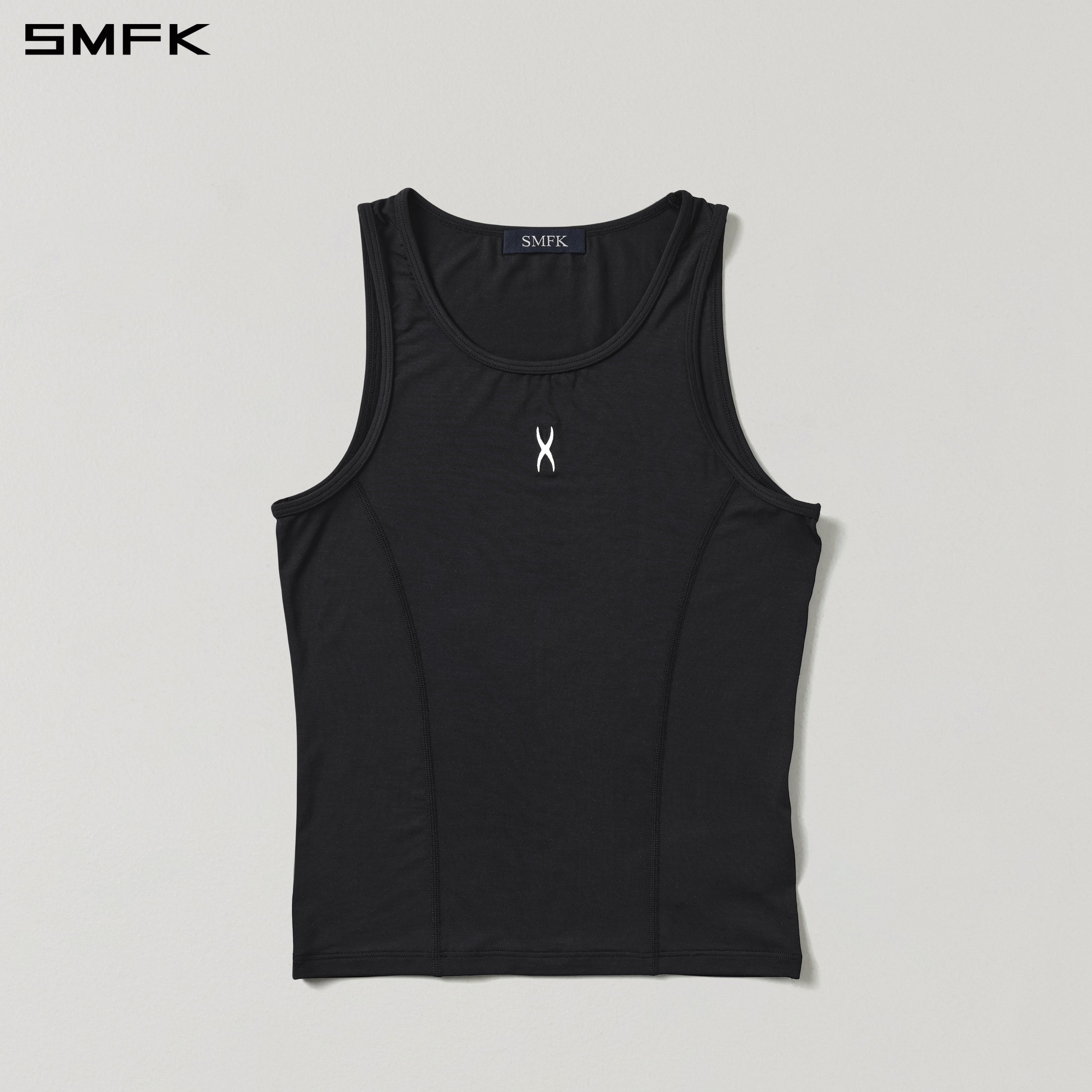 MIRAGE SIREN ROUND-NECK LONG TANK/LENZING MODAL+SILK WILD BLACK