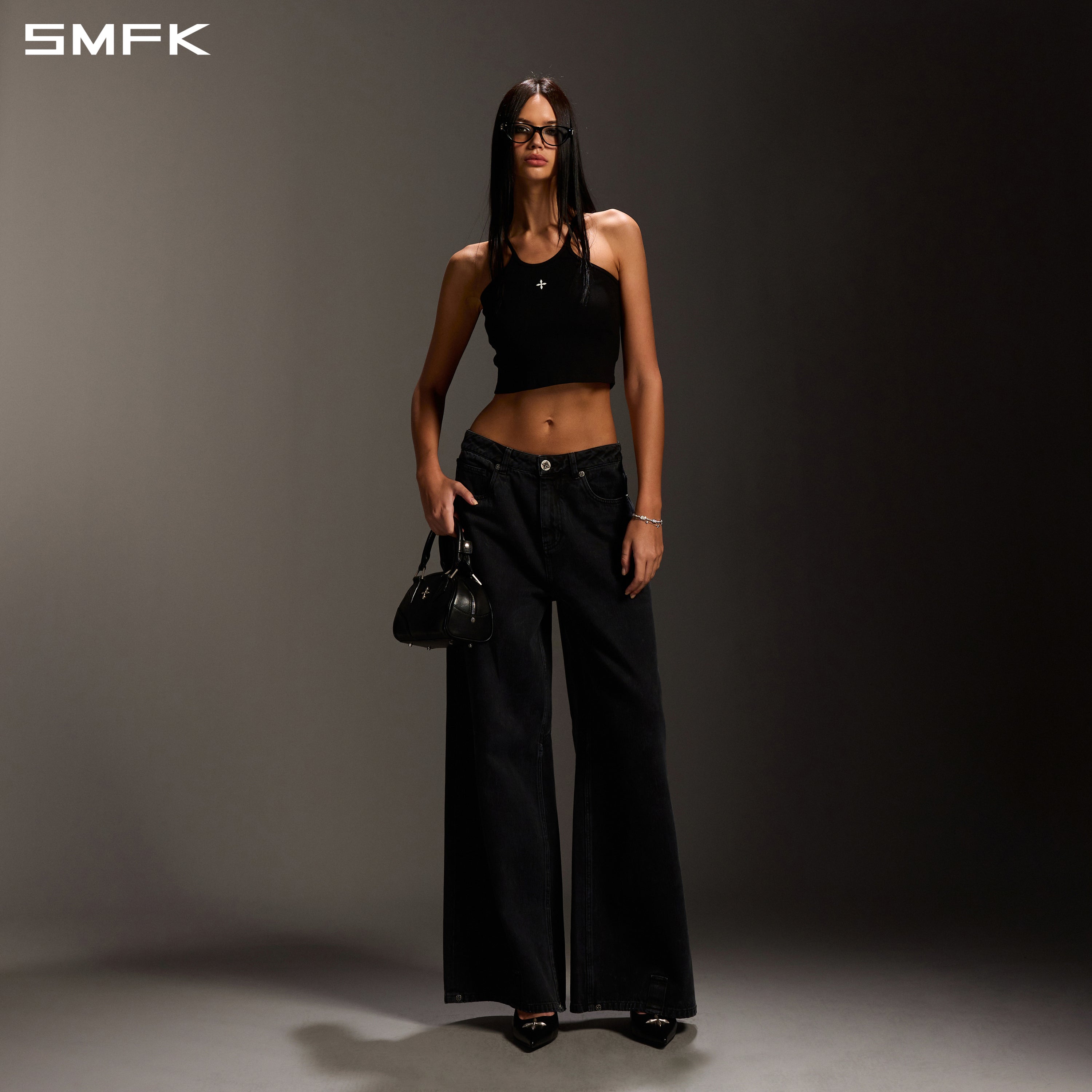POISE ROUND-NECK CAMISOLE / COTTON WILD BLACK