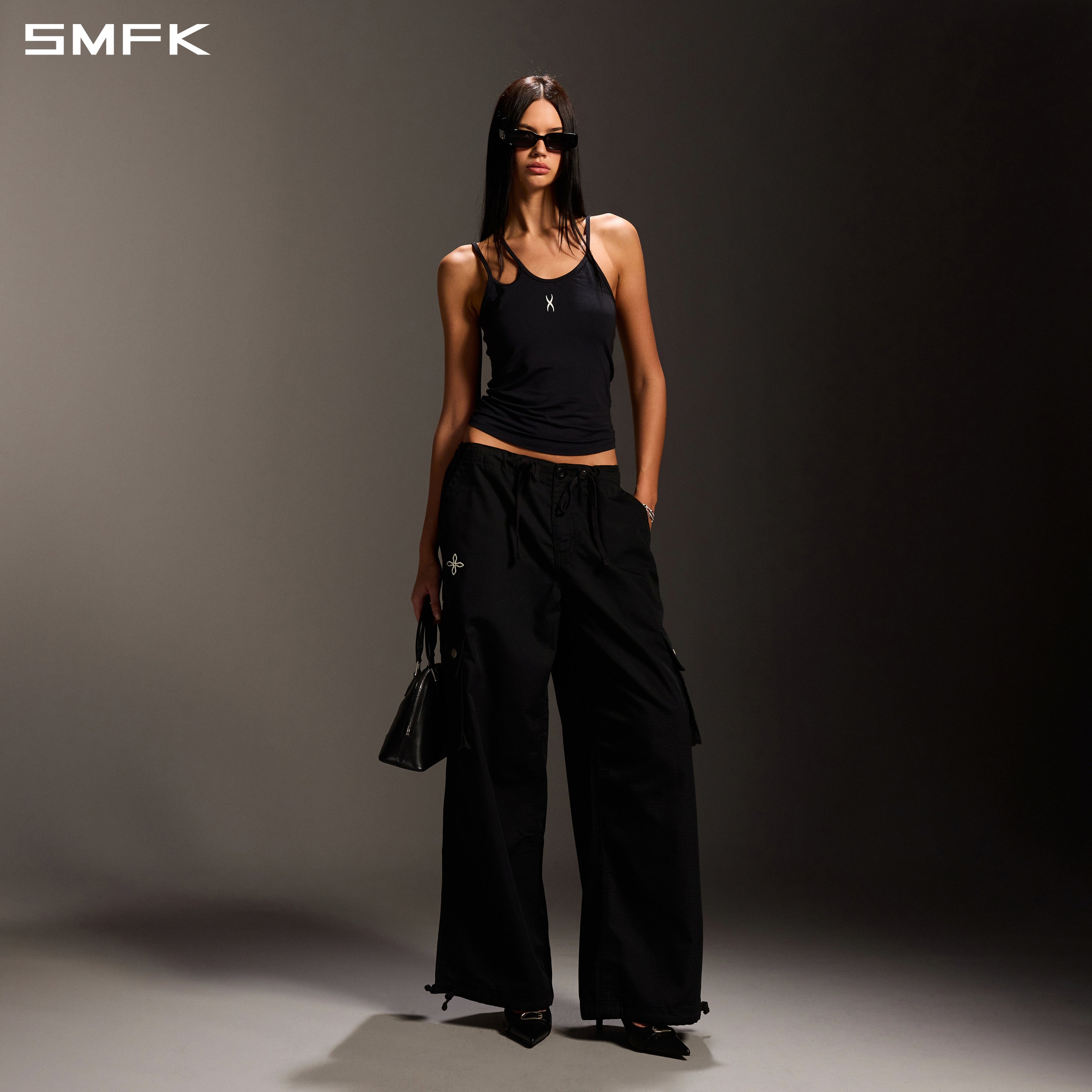 MIRAGE SIREN IMPERFECTION SPORTS SLIM CAMISOLE/LENZING MODAL+SILK WILD BLACK