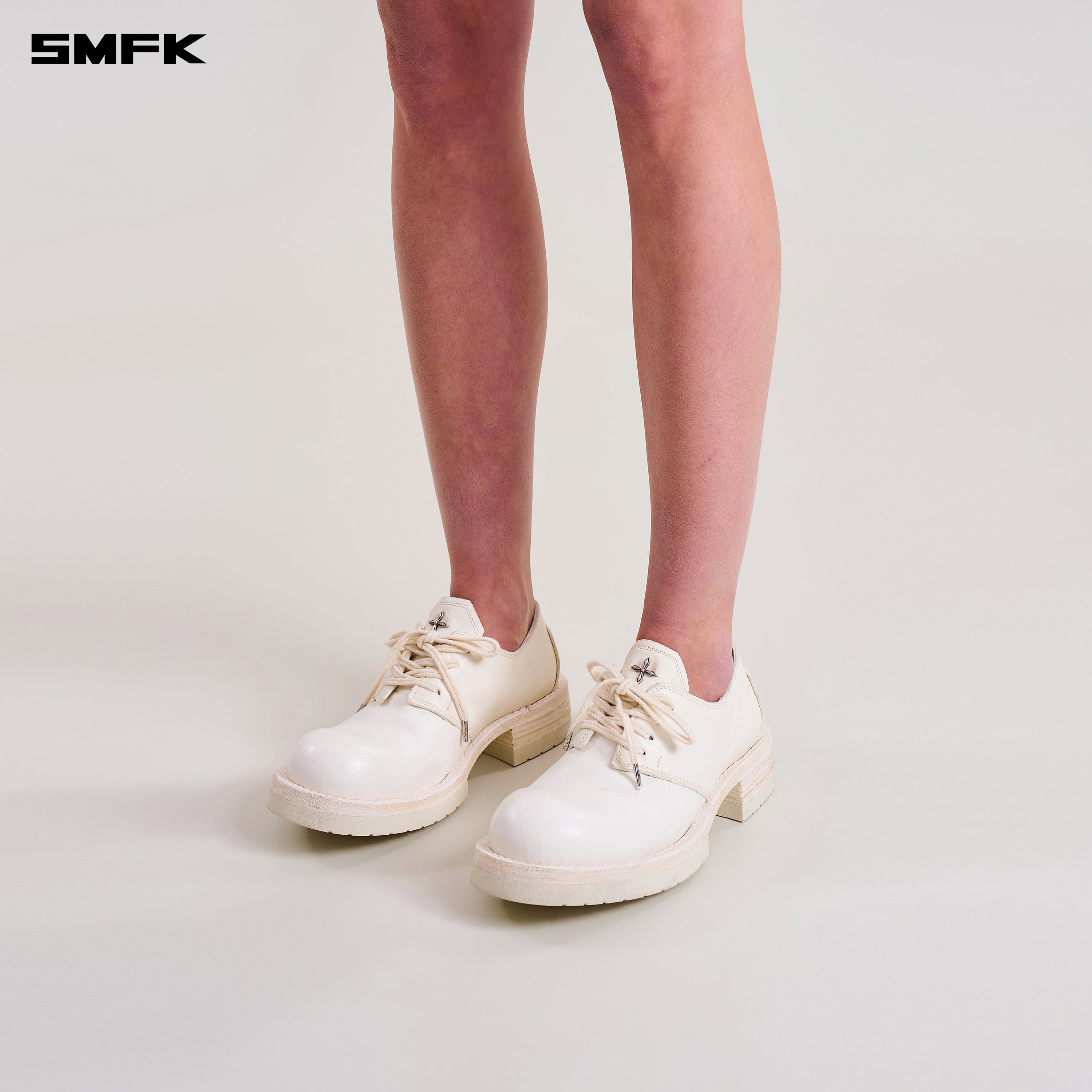 COMPASS WILD HANDMADE LEATHER DERBY(Goodyear) SNOW WHITE