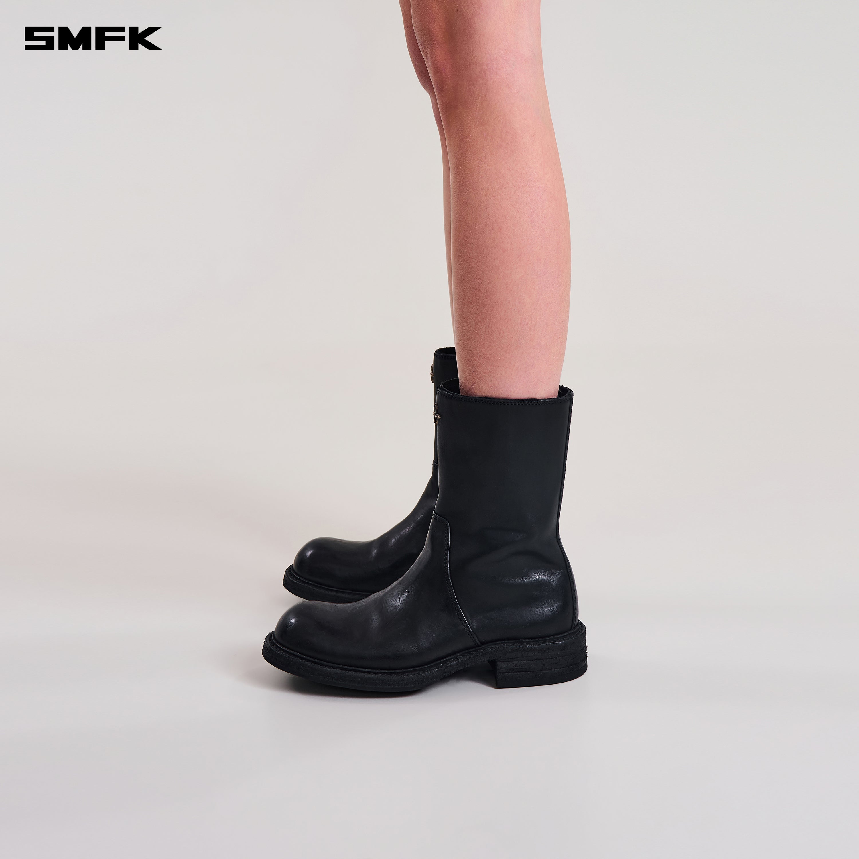 RAGE WILD ORIGIN GOODYEAR HORSE LEATHER  STRAIGHT BOOTS WILD BLACK