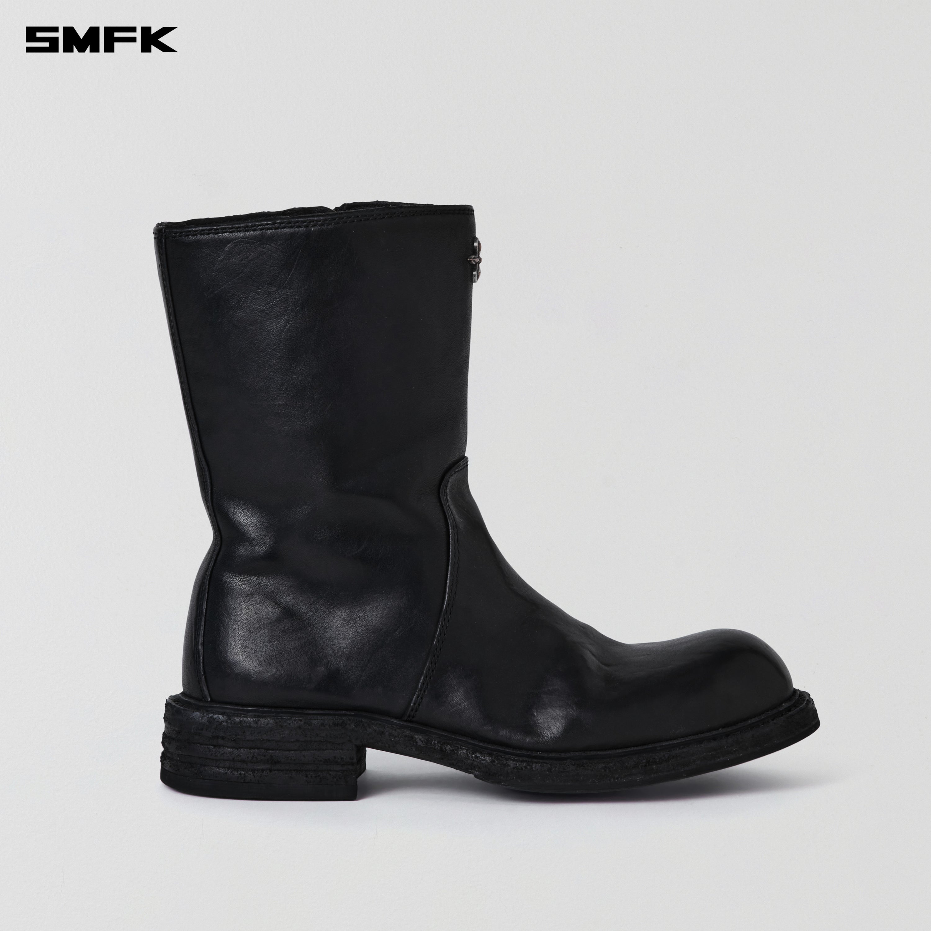 RAGE WILD ORIGIN GOODYEAR HORSE LEATHER  STRAIGHT BOOTS WILD BLACK