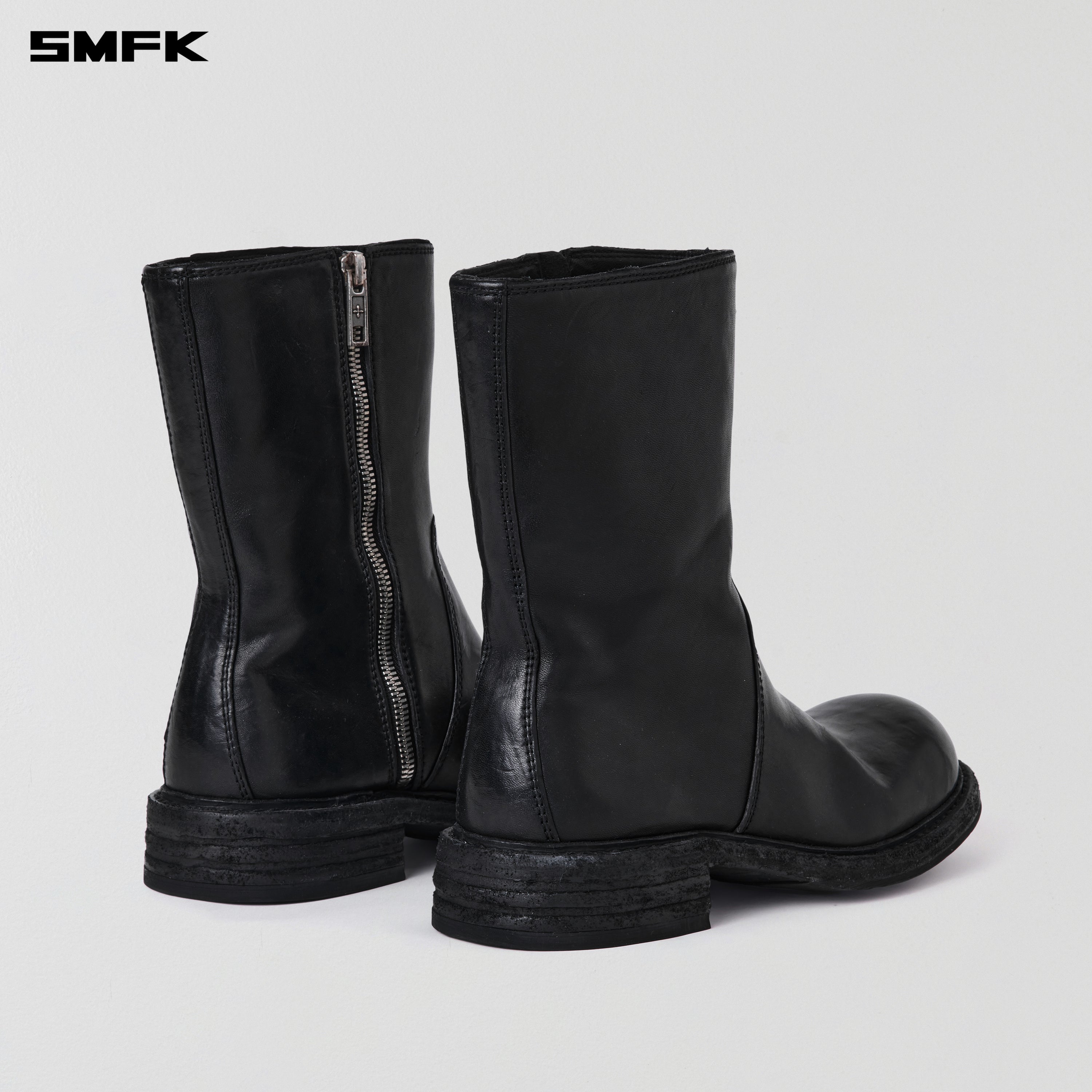 RAGE WILD ORIGIN GOODYEAR HORSE LEATHER  STRAIGHT BOOTS WILD BLACK