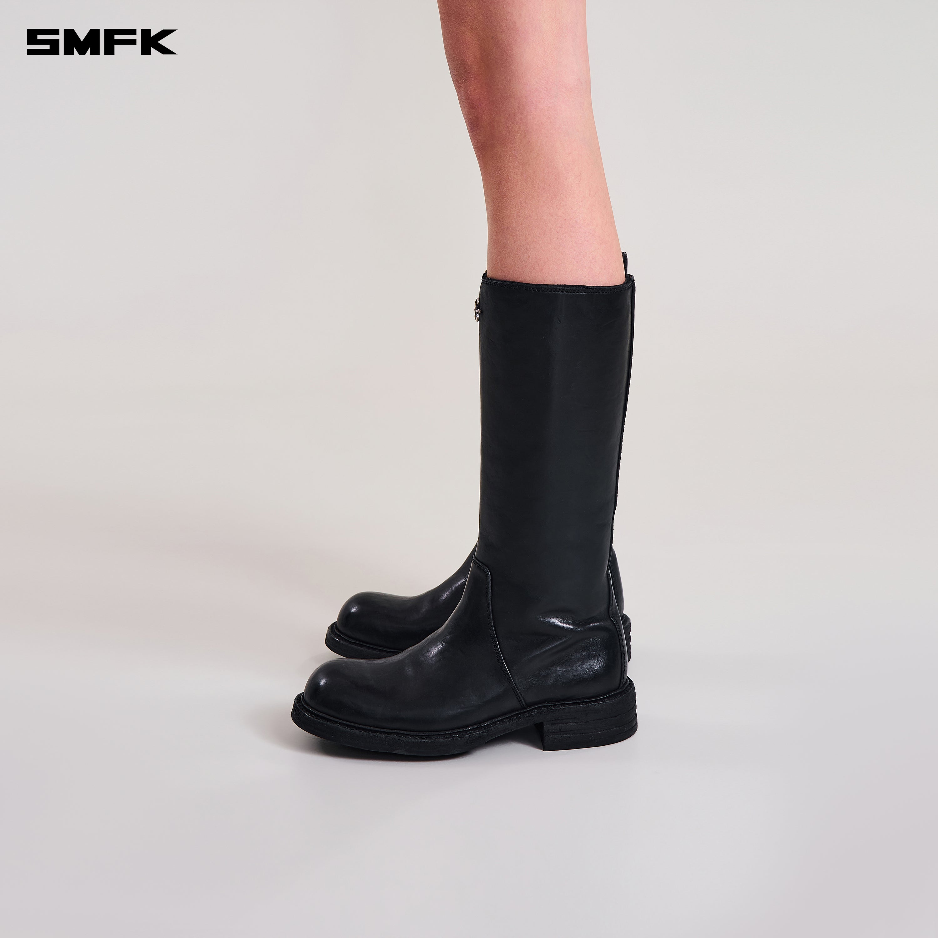 RAGE WILD ORIGIN GOODYEAR HORSE LEATHER  STRAIGHT HIGH BOOTS WILD BLACK