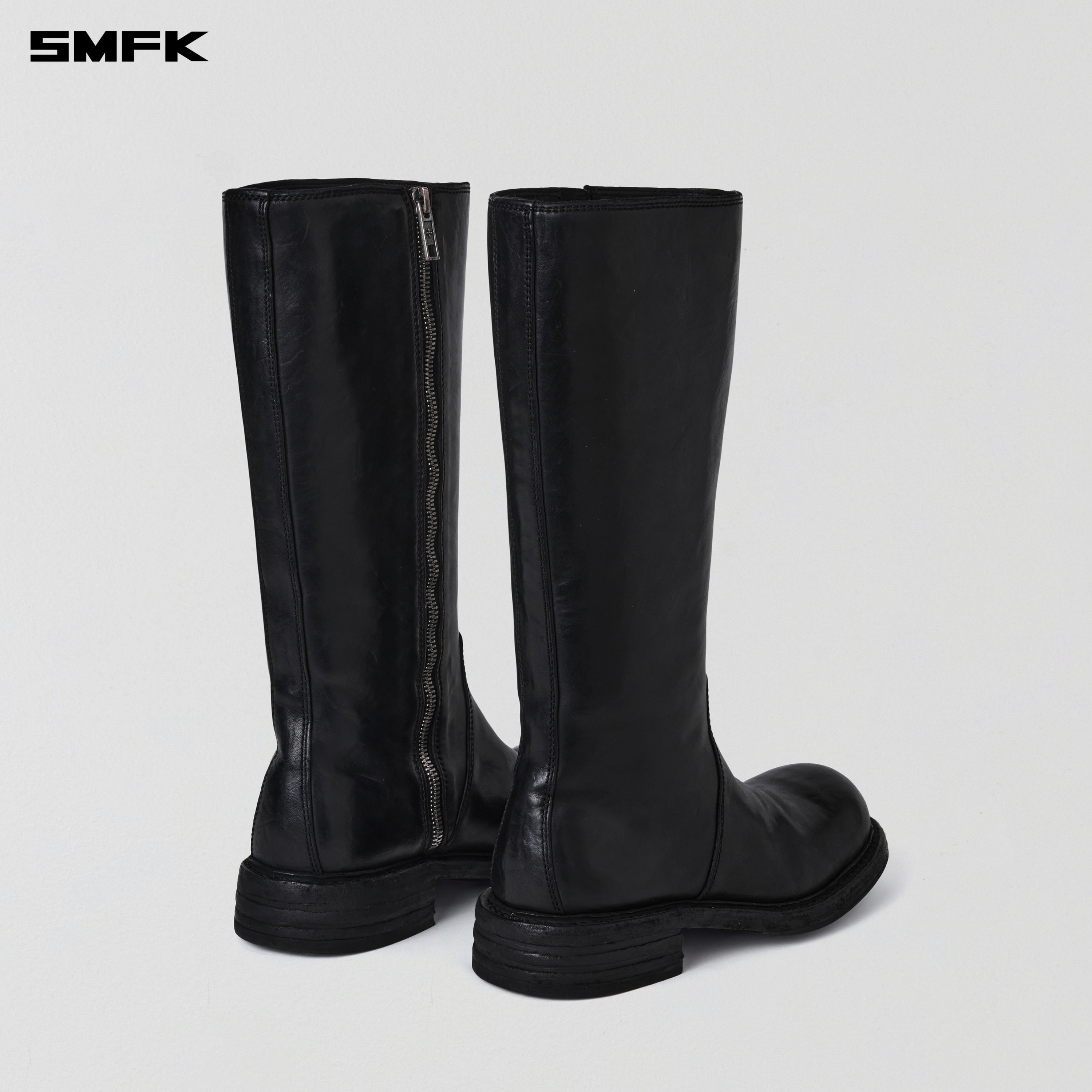 RAGE WILD ORIGIN GOODYEAR HORSE LEATHER  STRAIGHT HIGH BOOTS WILD BLACK