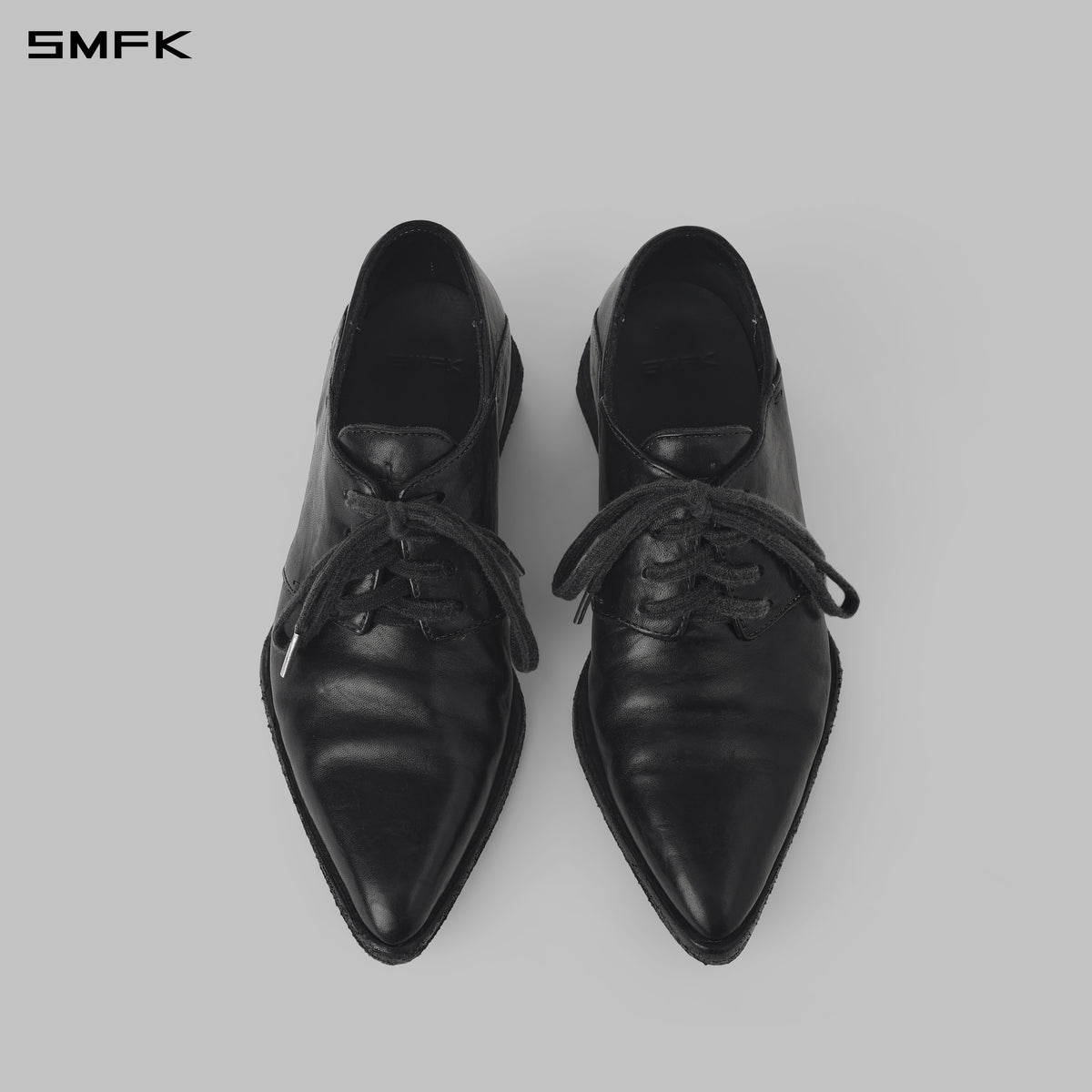 SCULPTED HANDCRAFTED SHARP DERBY SHOES/LEATHER/W WILD BLACK
