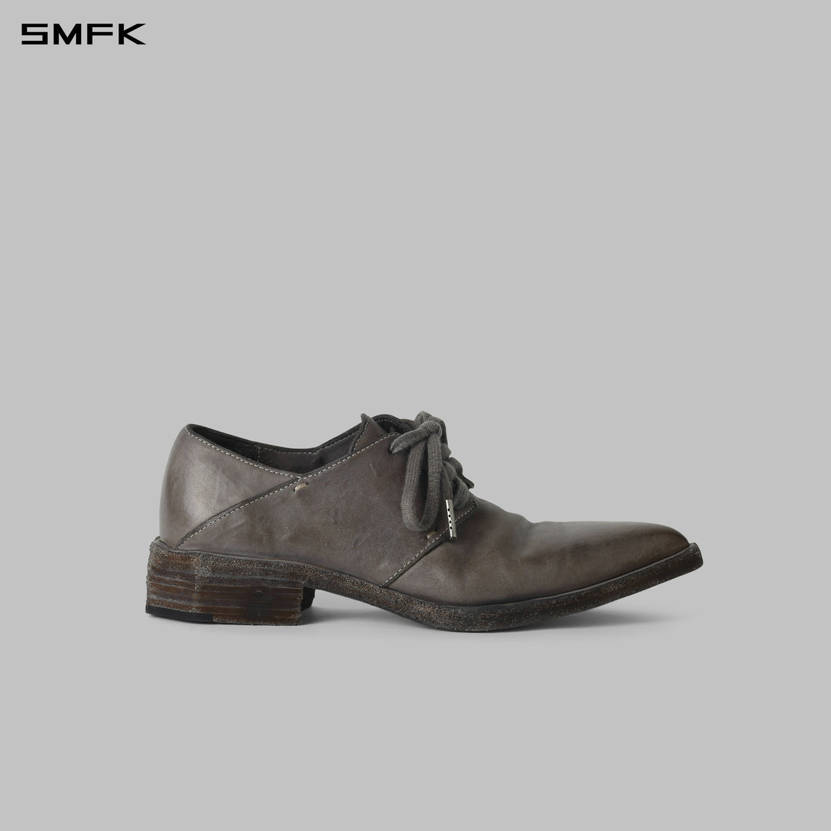 SCULPTED HANDCRAFTED SHARP DERBY SHOES/LEATHER/W GLACIER GREY