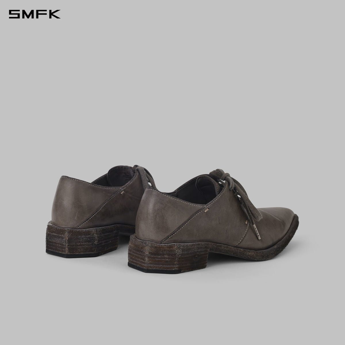 SCULPTED HANDCRAFTED SHARP DERBY SHOES/LEATHER/W GLACIER GREY