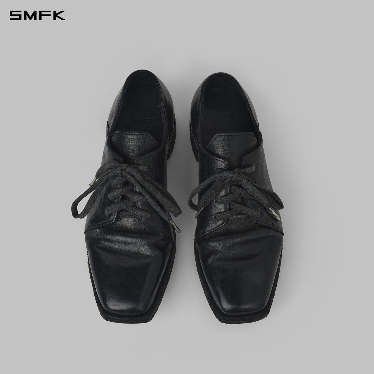 SCULPTURAL HANDCRAFTED ARTISTIC DERBY SHOES/LEATHER/W WILD BLACK