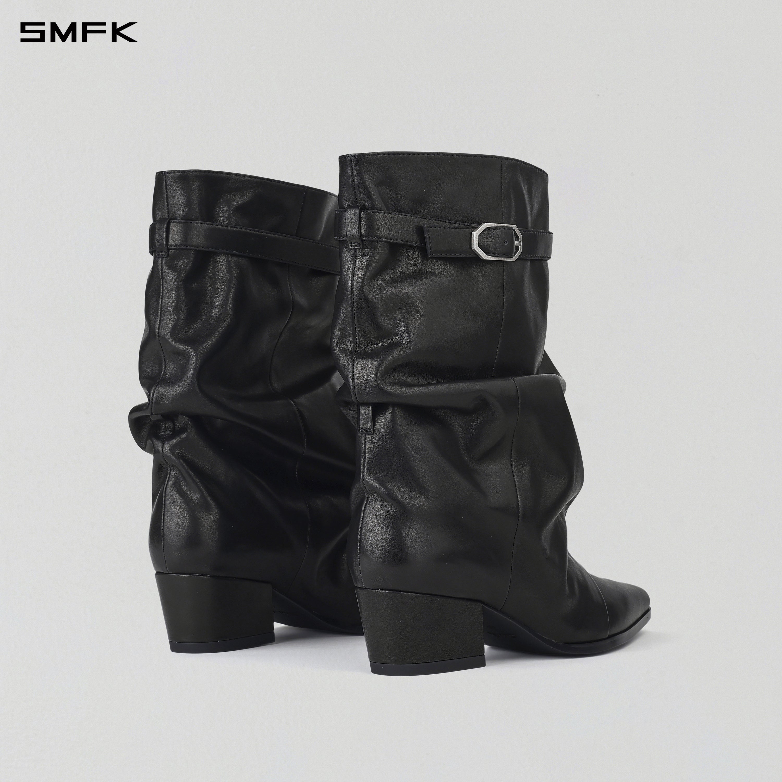 WIZARD MID-CALF COWBOY BOOTS/CALF/W WILD BLACK