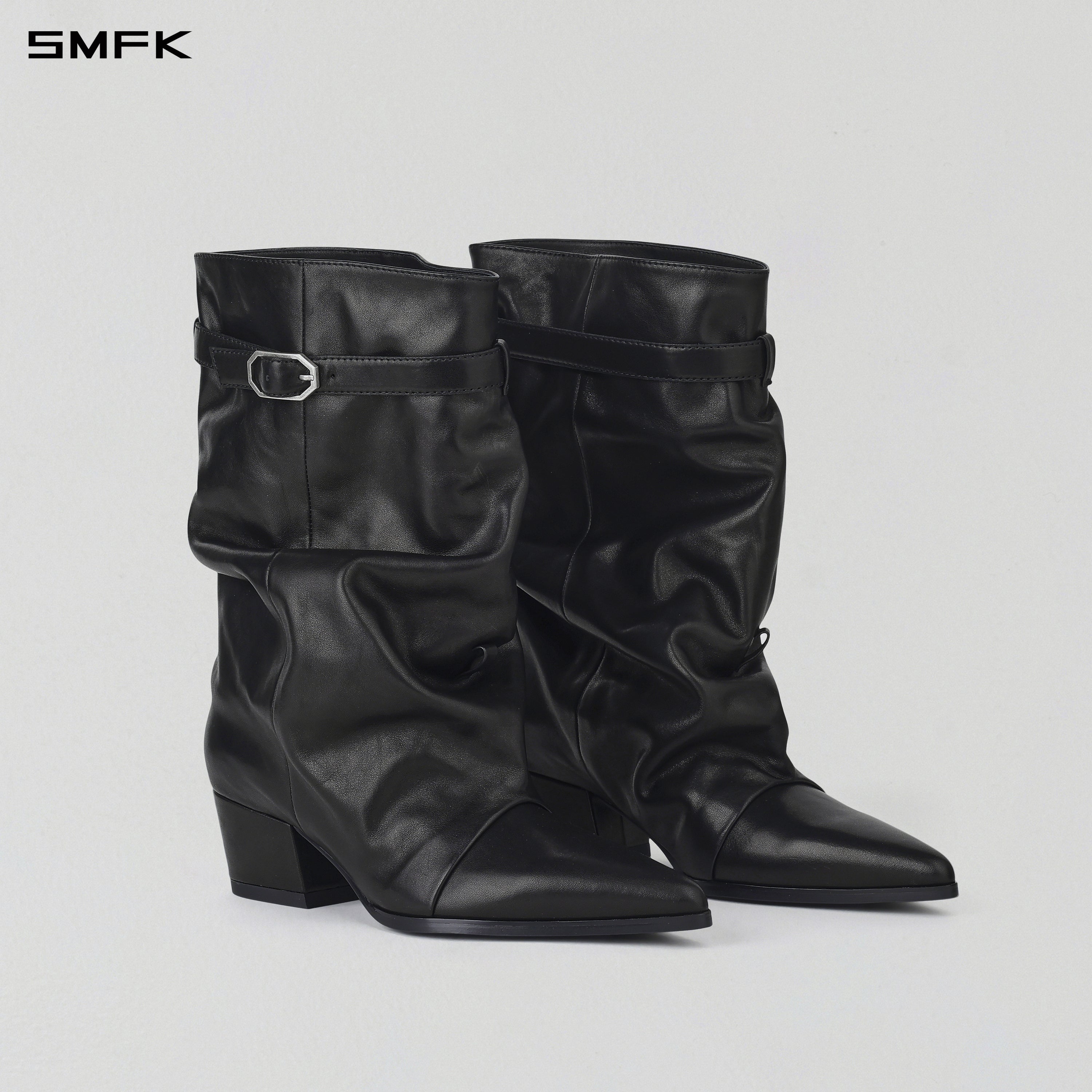 WIZARD MID-CALF COWBOY BOOTS/CALF/W WILD BLACK
