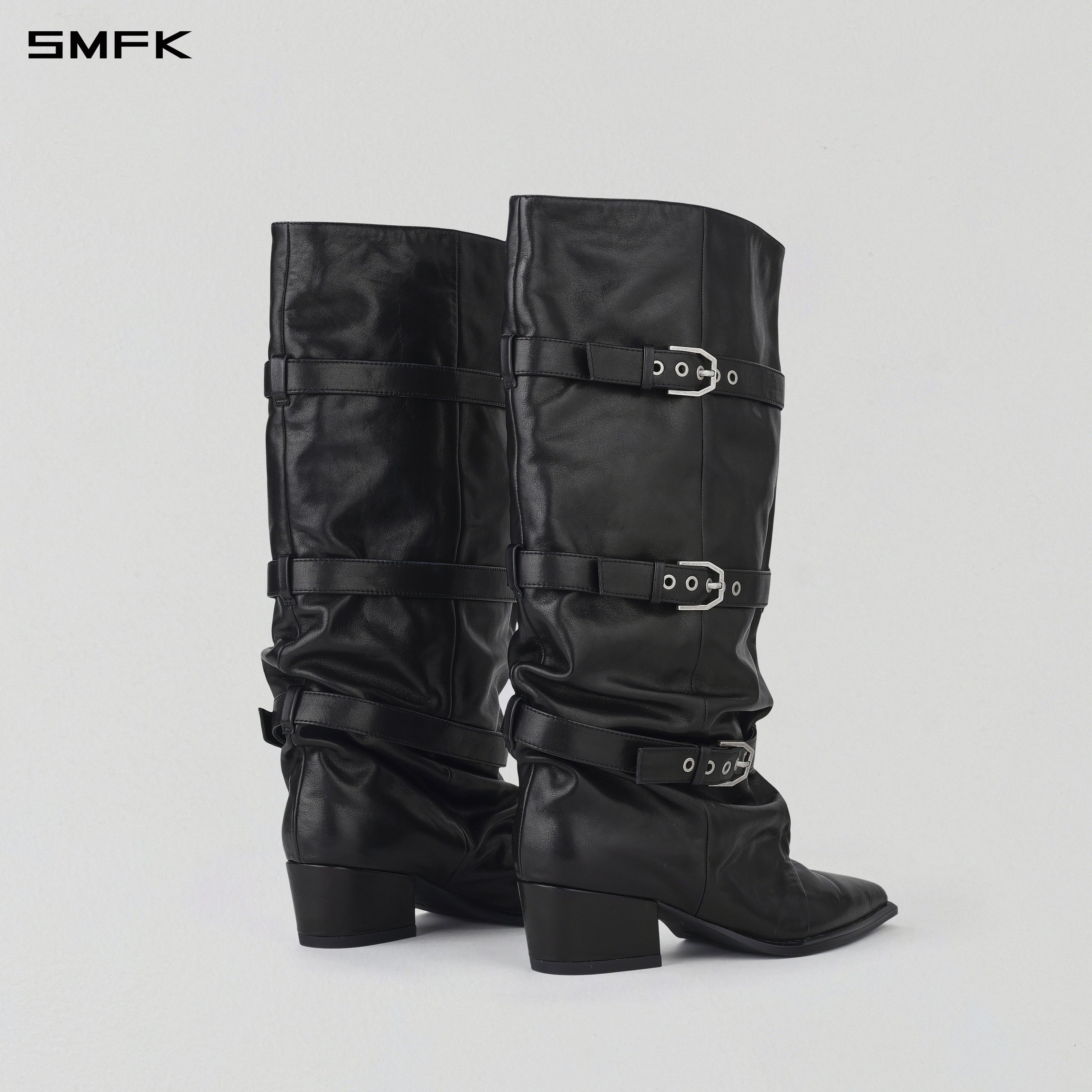 WIZARD HIGH-CALF COWBOY BOOTS/CALF/W WILD BLACK