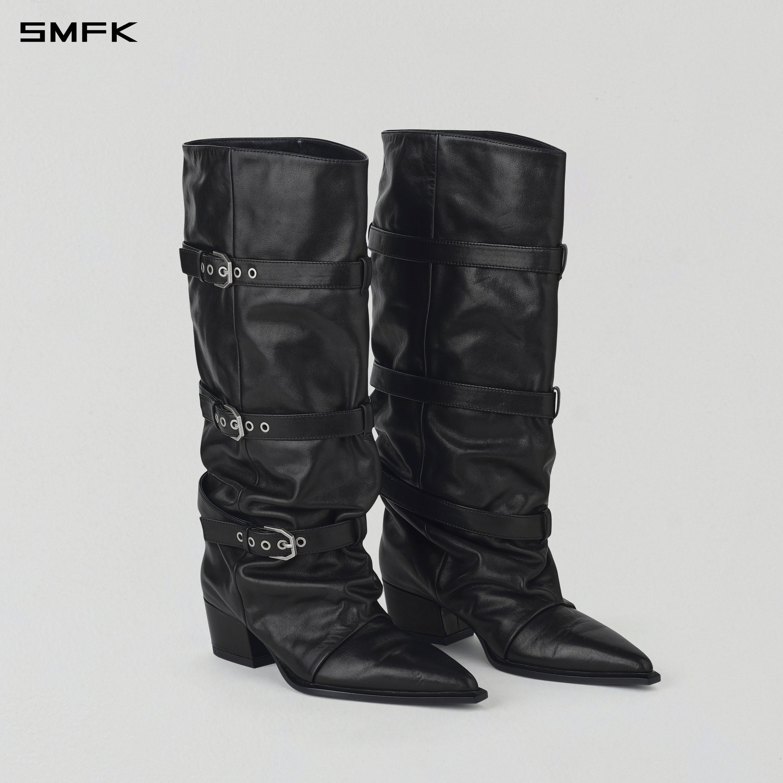 WIZARD HIGH-CALF COWBOY BOOTS/CALF/W WILD BLACK