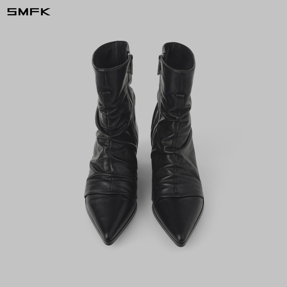 WIZARD CREASE MID-CALF THICK HEEL BOOTS/CALF/W WILD BLACK