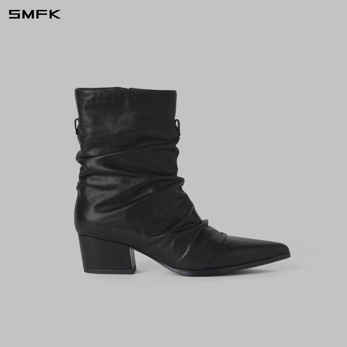 WIZARD CREASE MID-CALF THICK HEEL BOOTS/CALF/W WILD BLACK