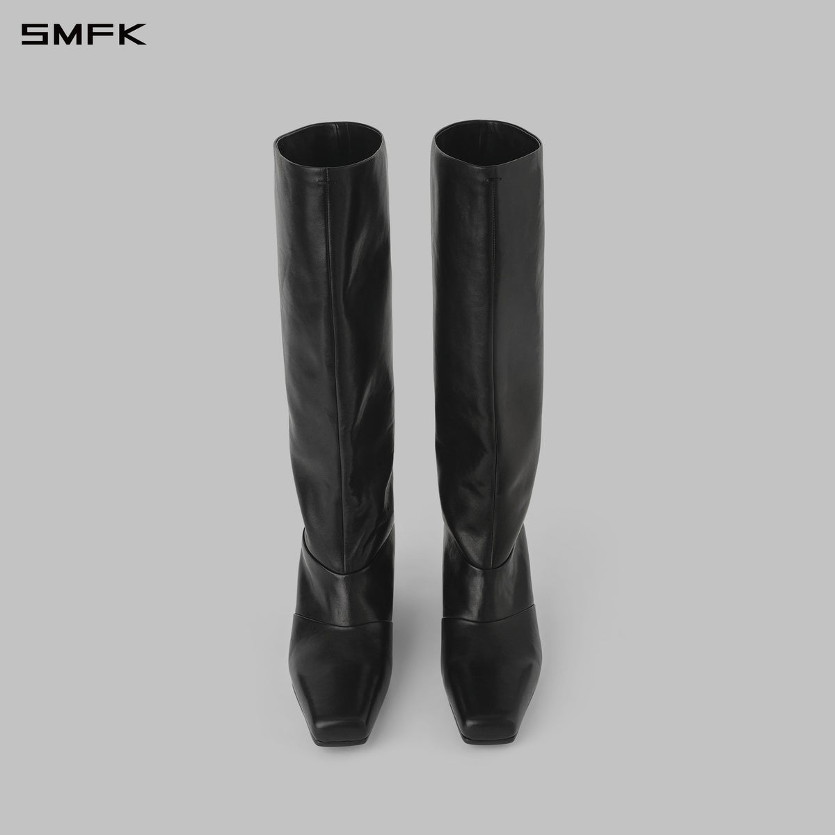 SILENT HIDDEN SOFT LEATHER KNEE-HIGH BOOTS/CALF/W WILD BLACK