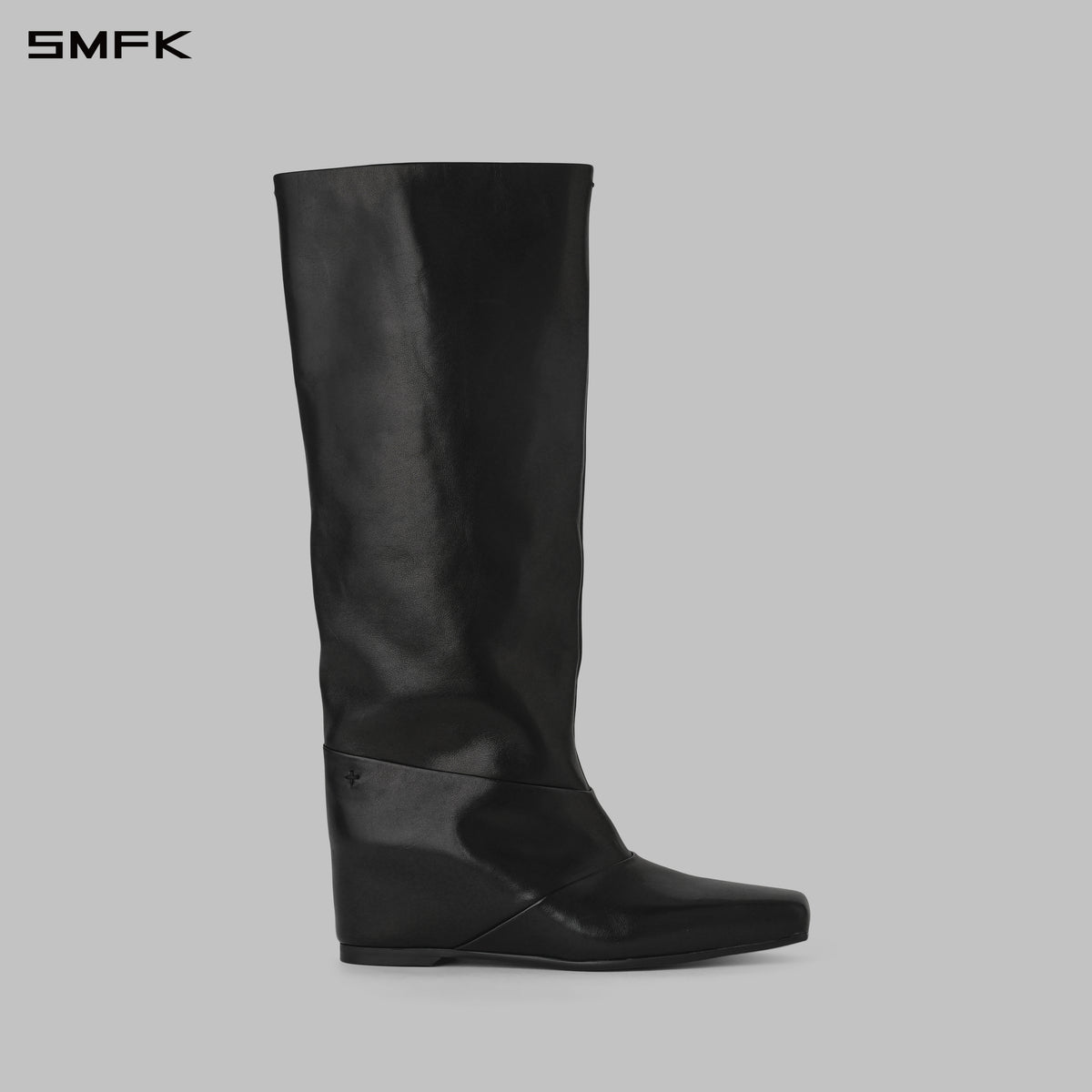 SILENT HIDDEN SOFT LEATHER KNEE-HIGH BOOTS/CALF/W WILD BLACK