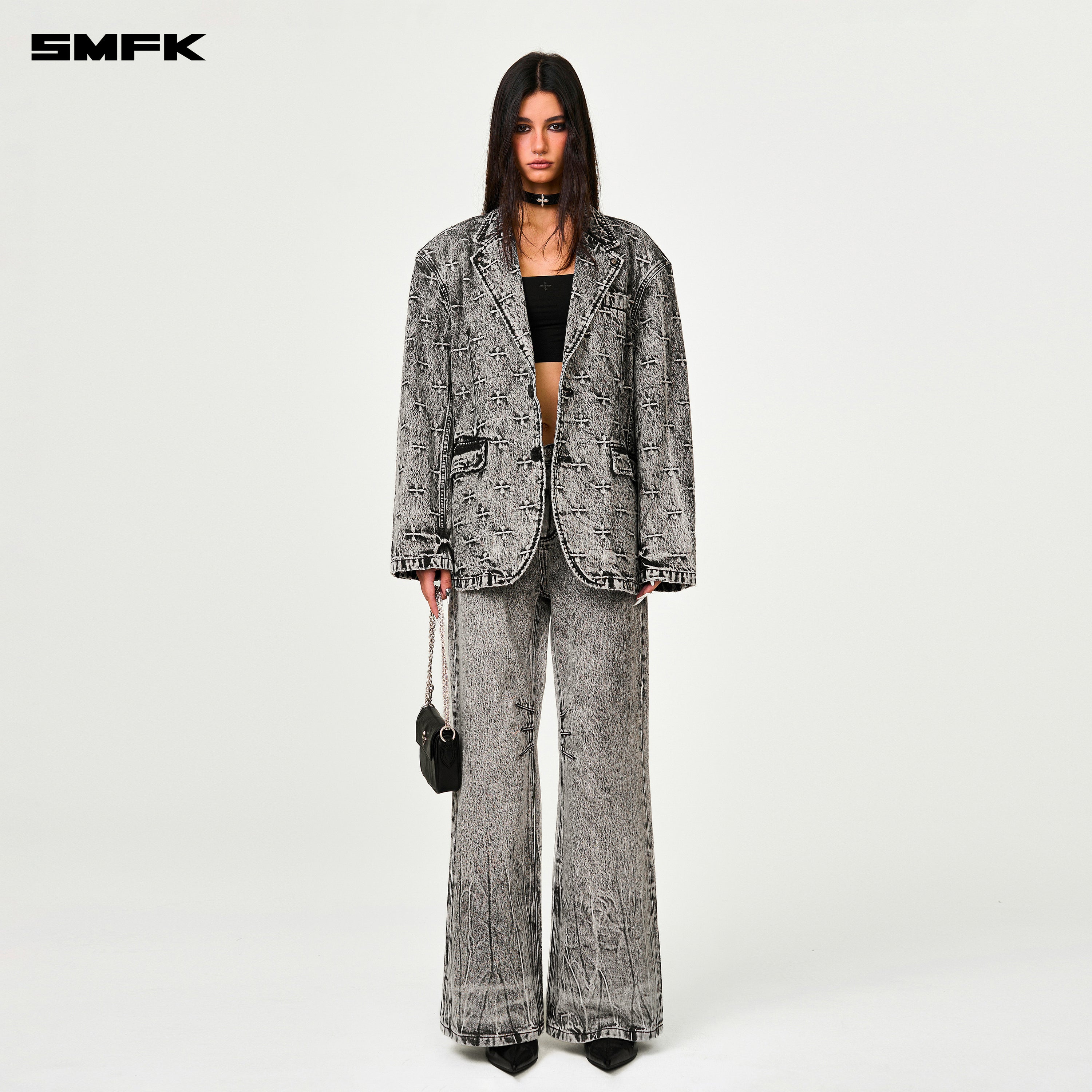 Compass Storm Gray Oversize Denim Suit