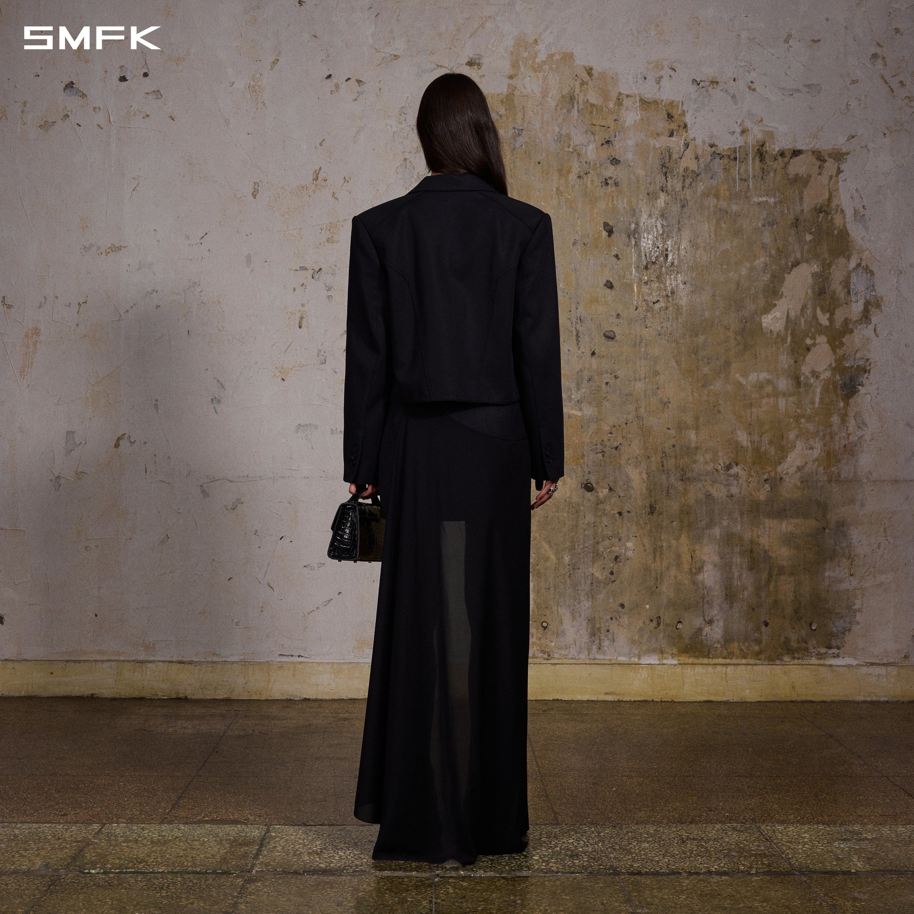 PERMANENT MEDITATE SHORT FORMAL SUIT/LENZING TENCEL+COTTON MIDNIGHT BLACK