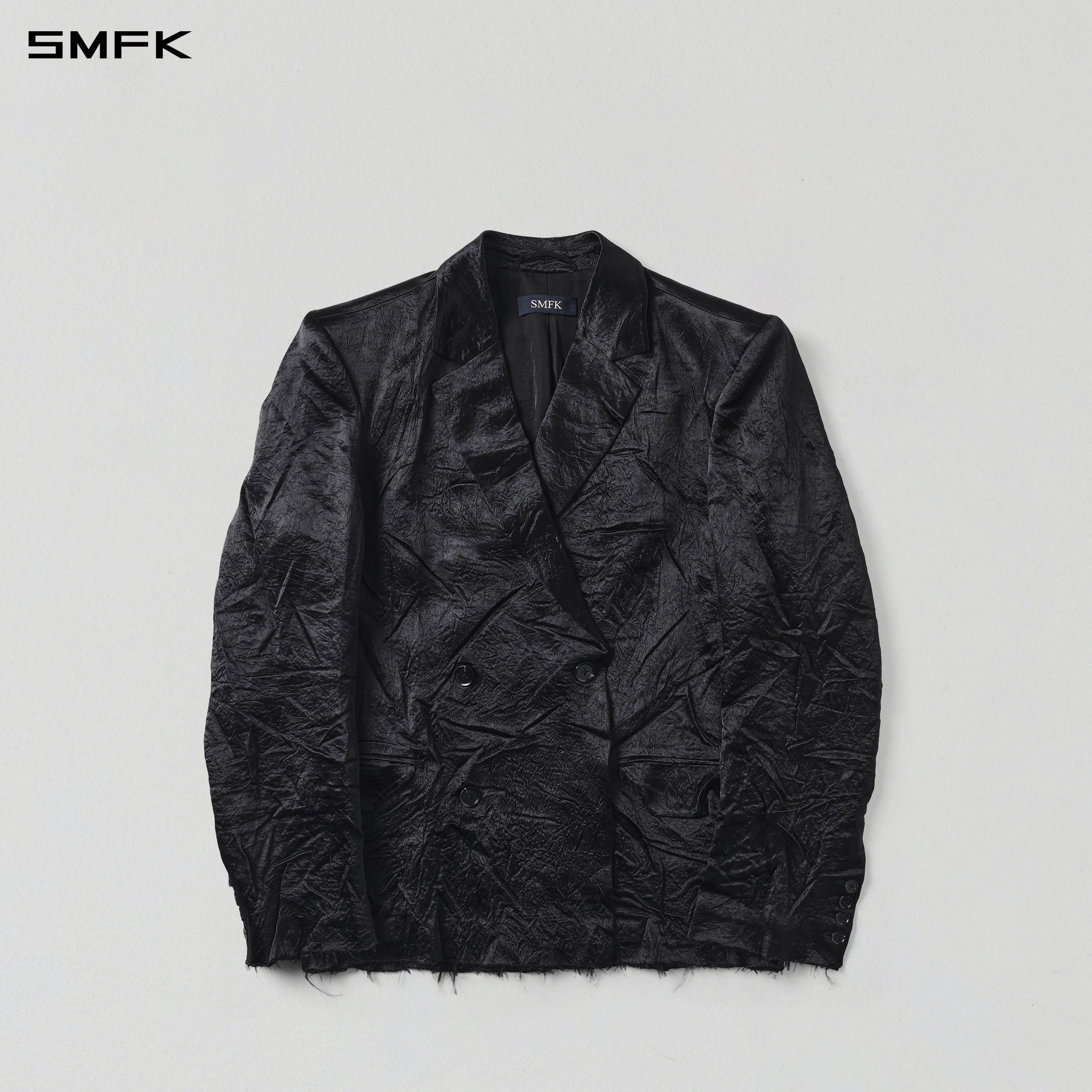 PROTO SAMPLE DOUBLE BREASTED SUIT/SHADOW ACETATE/U MIDNIGHT BLACK