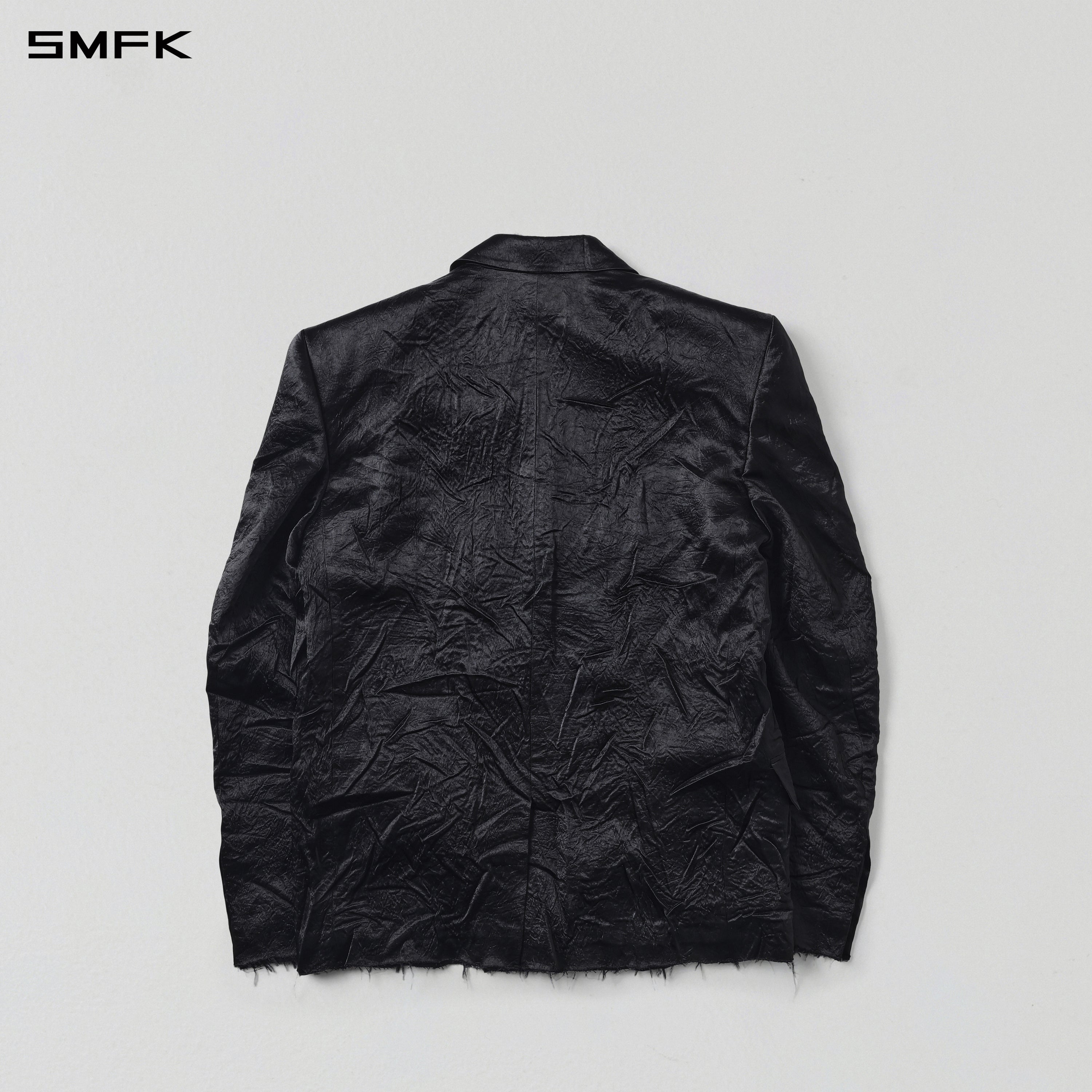 PROTO SAMPLE DOUBLE BREASTED SUIT/SHADOW ACETATE/U MIDNIGHT BLACK