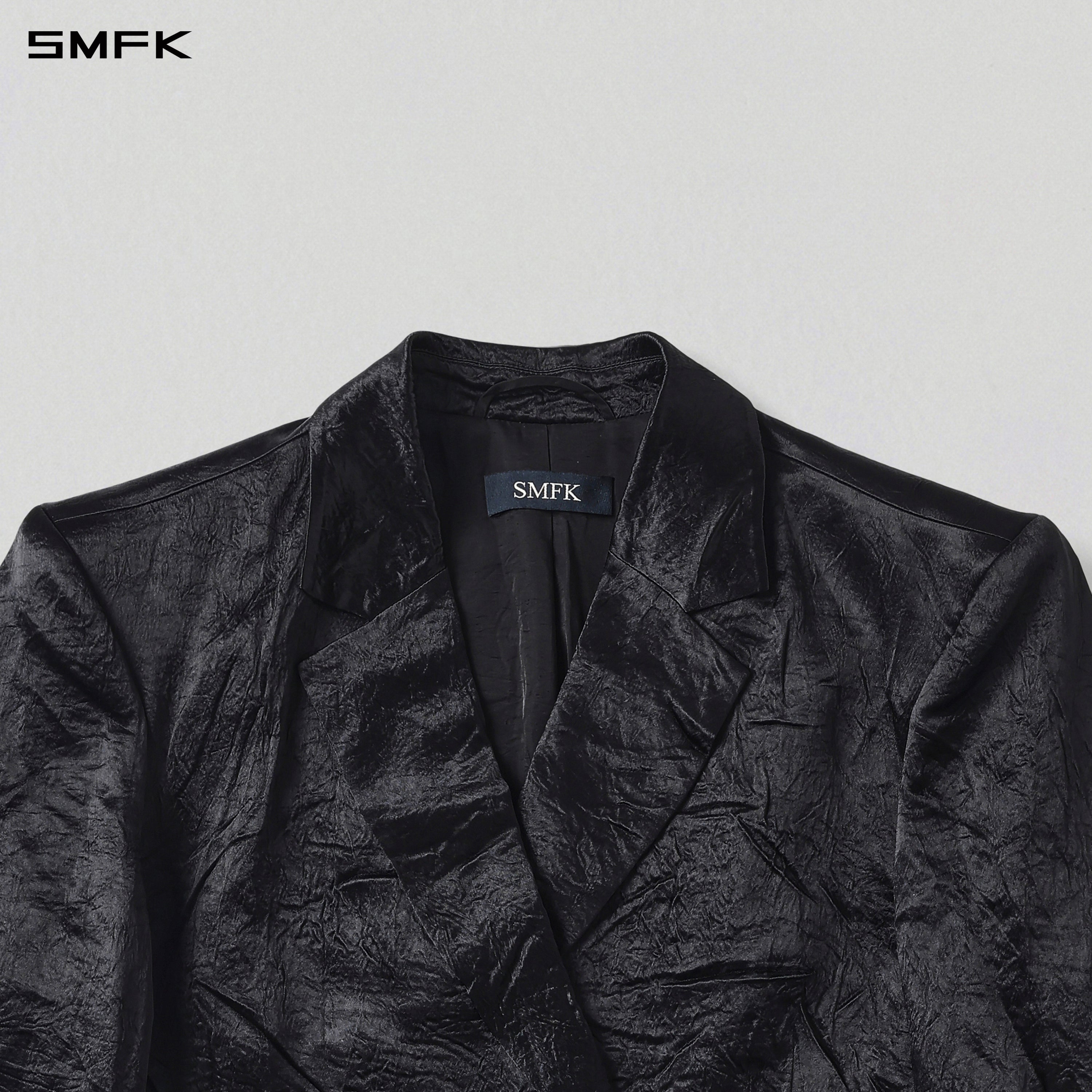 PROTO SAMPLE DOUBLE BREASTED SUIT/SHADOW ACETATE/U MIDNIGHT BLACK