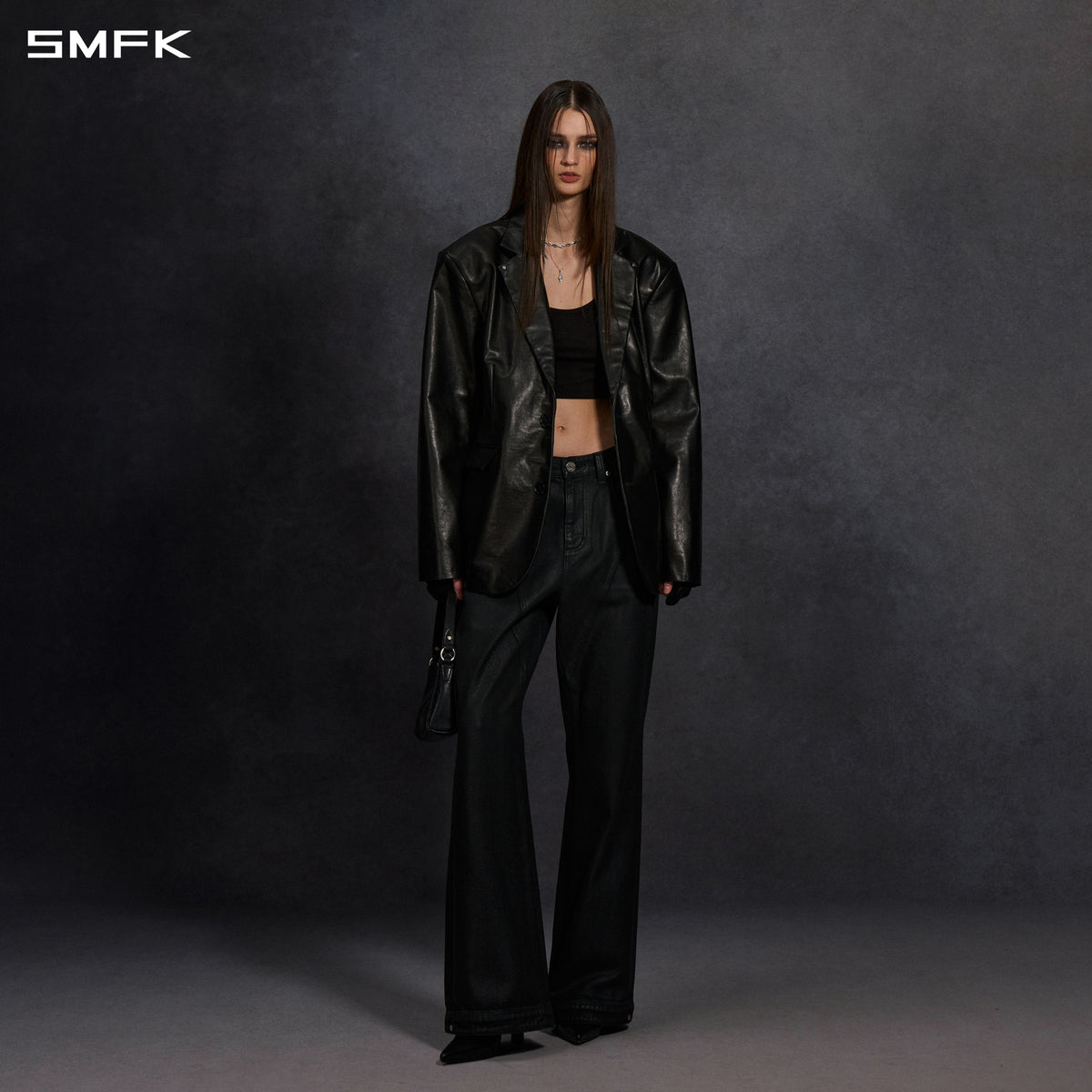 PERMANENT PROTO LEATHER SUIT/SOFT WAX CALF LEATHER/U MIDNIGHT BLACK