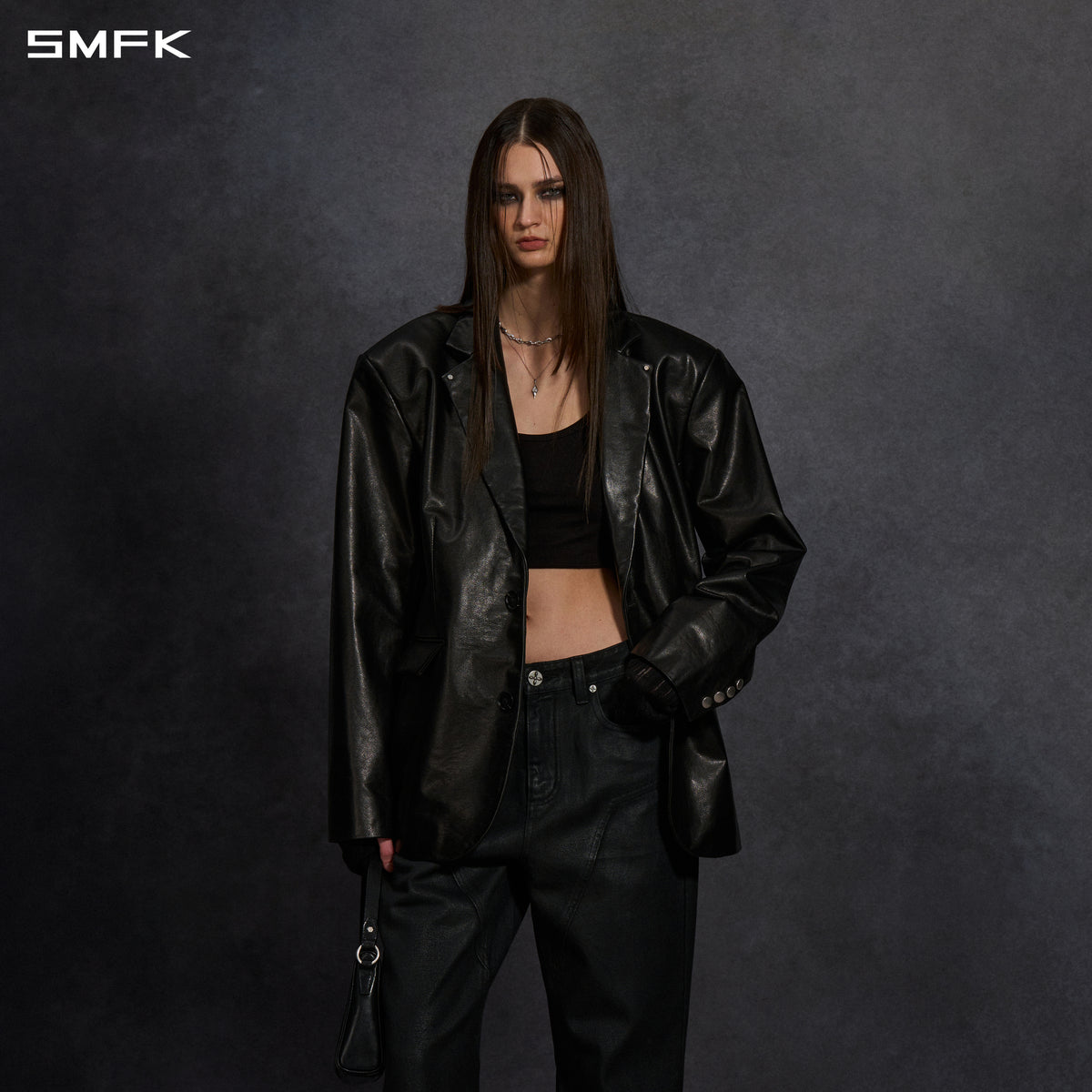 PERMANENT PROTO LEATHER SUIT/SOFT WAX CALF LEATHER/U MIDNIGHT BLACK