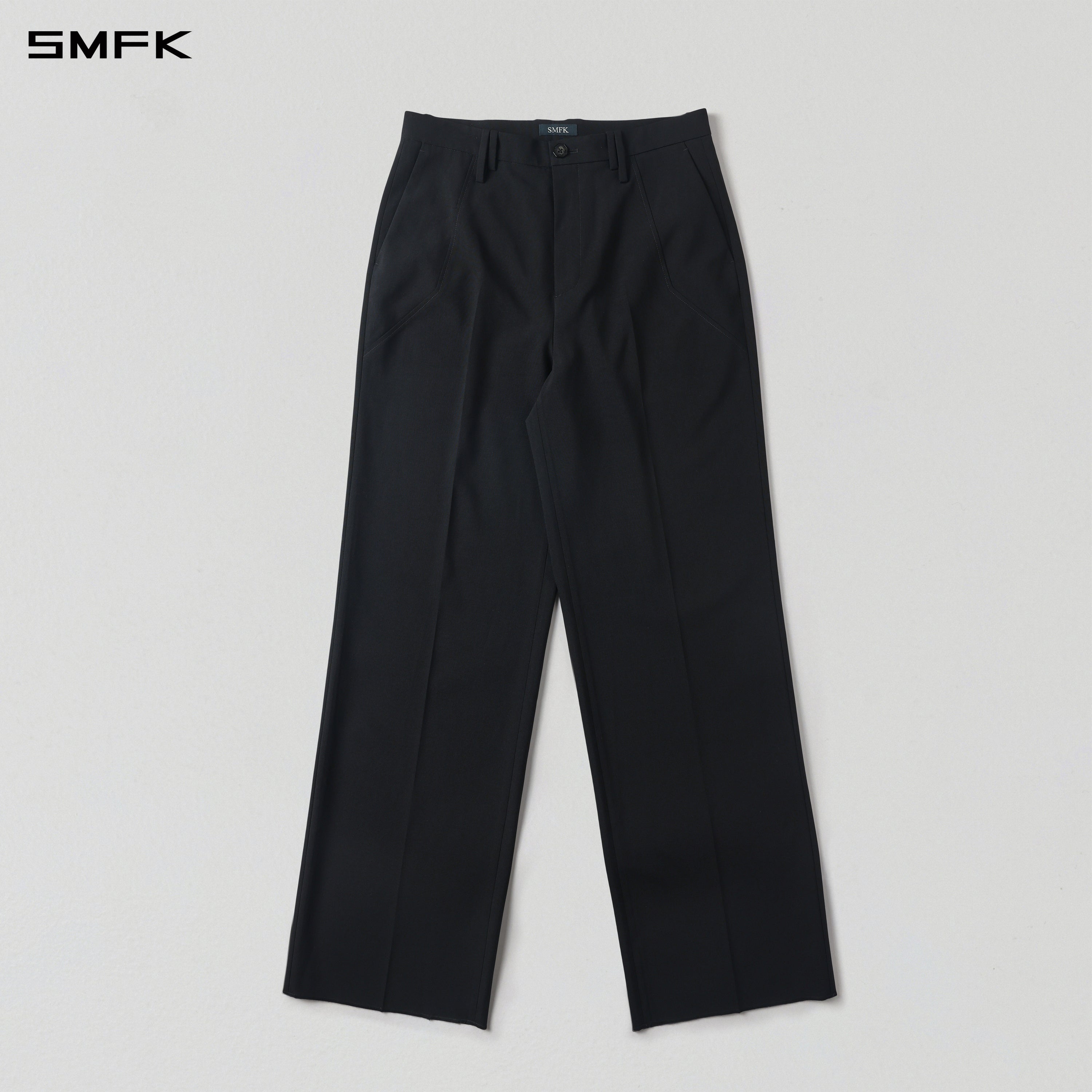 MIRAGE SIREN MIST LOOSE FORMAL PANTS/POLYESTER + WOOL/W MIDNIGHT BLACK