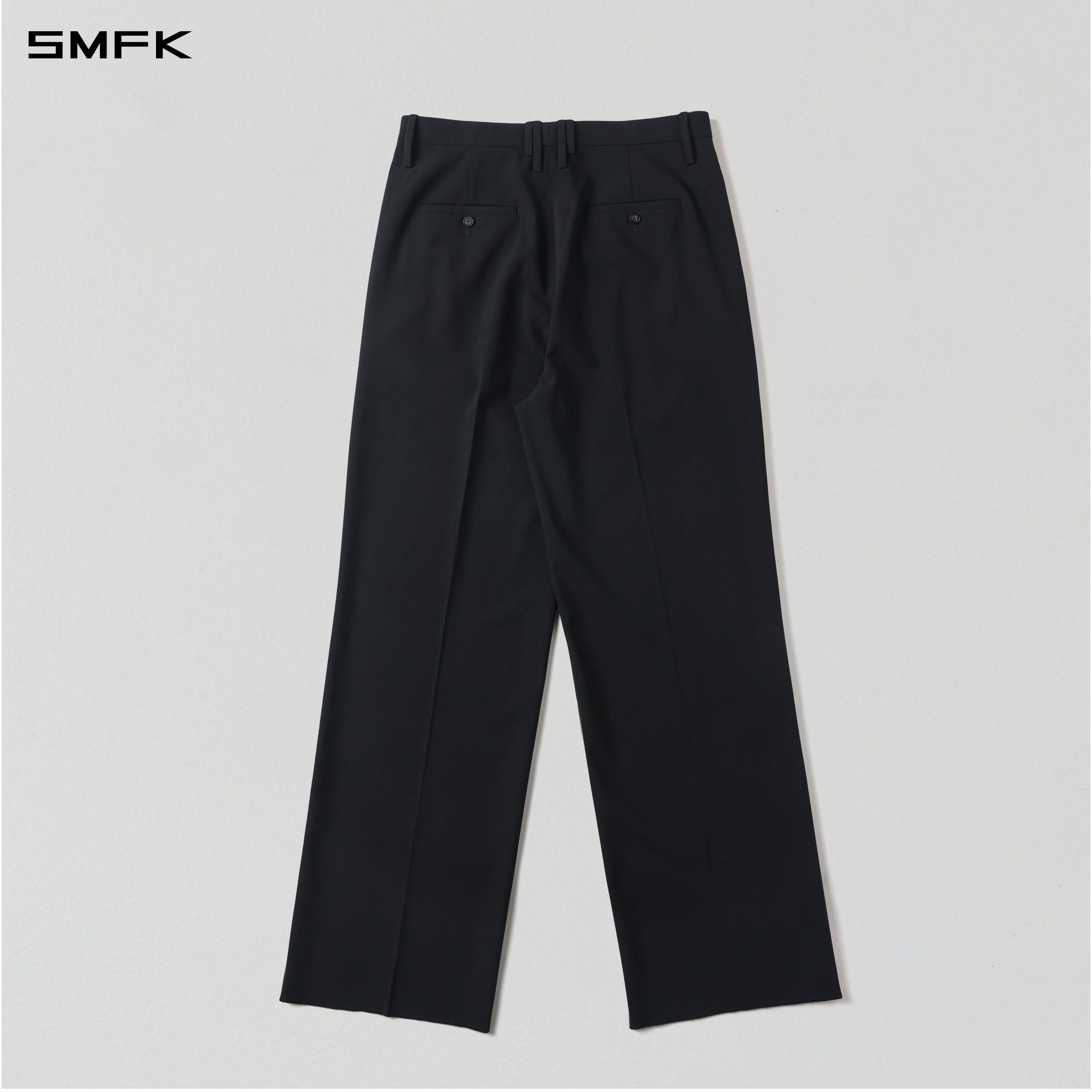 MIRAGE SIREN MIST LOOSE FORMAL PANTS/POLYESTER + WOOL/W MIDNIGHT BLACK