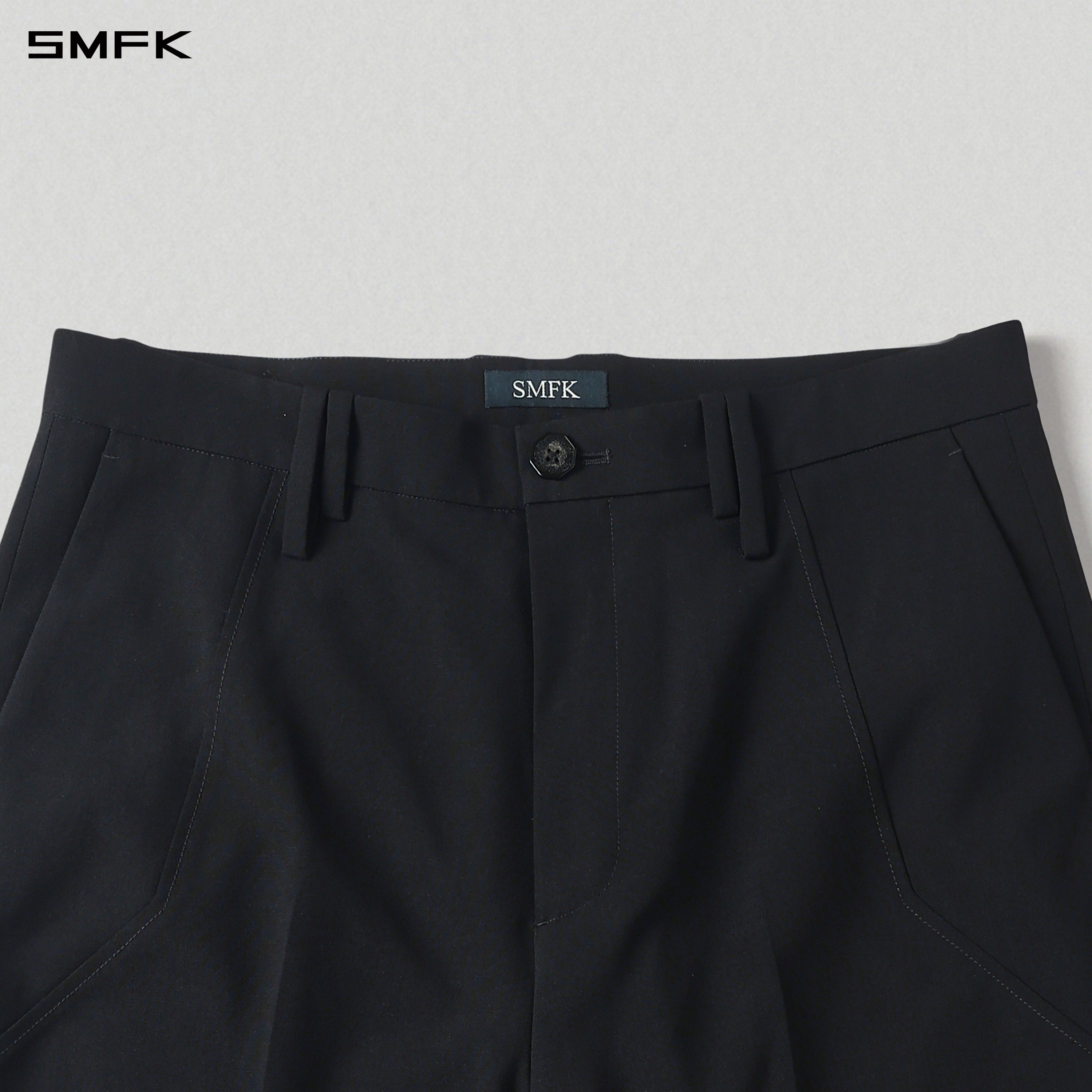 MIRAGE SIREN MIST LOOSE FORMAL PANTS/POLYESTER + WOOL/W MIDNIGHT BLACK