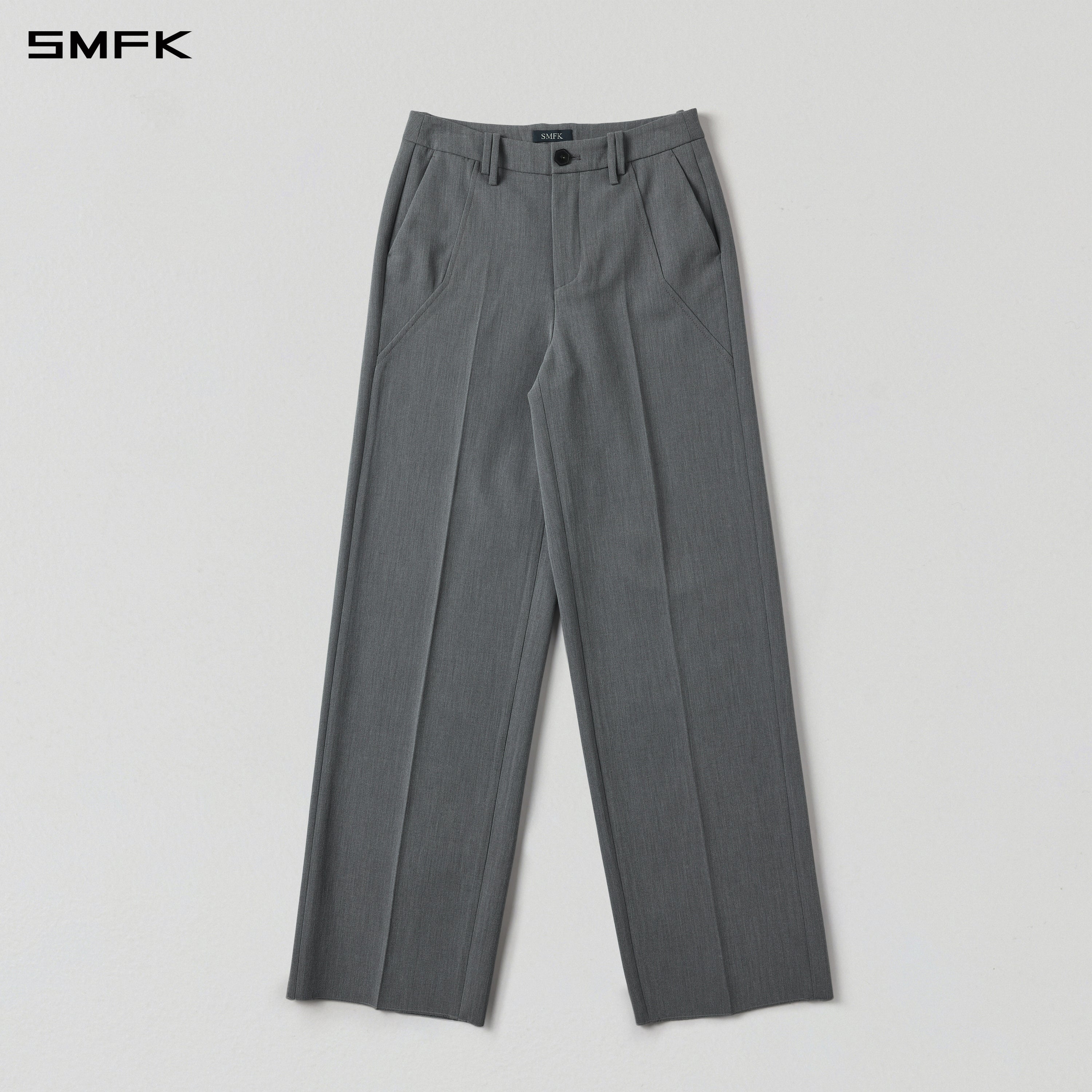 MIRAGE SIREN MIST LOOSE FORMAL PANTS/POLYESTER+VISCOSE+SPANDEX+WOOL/W GLACIER GREY