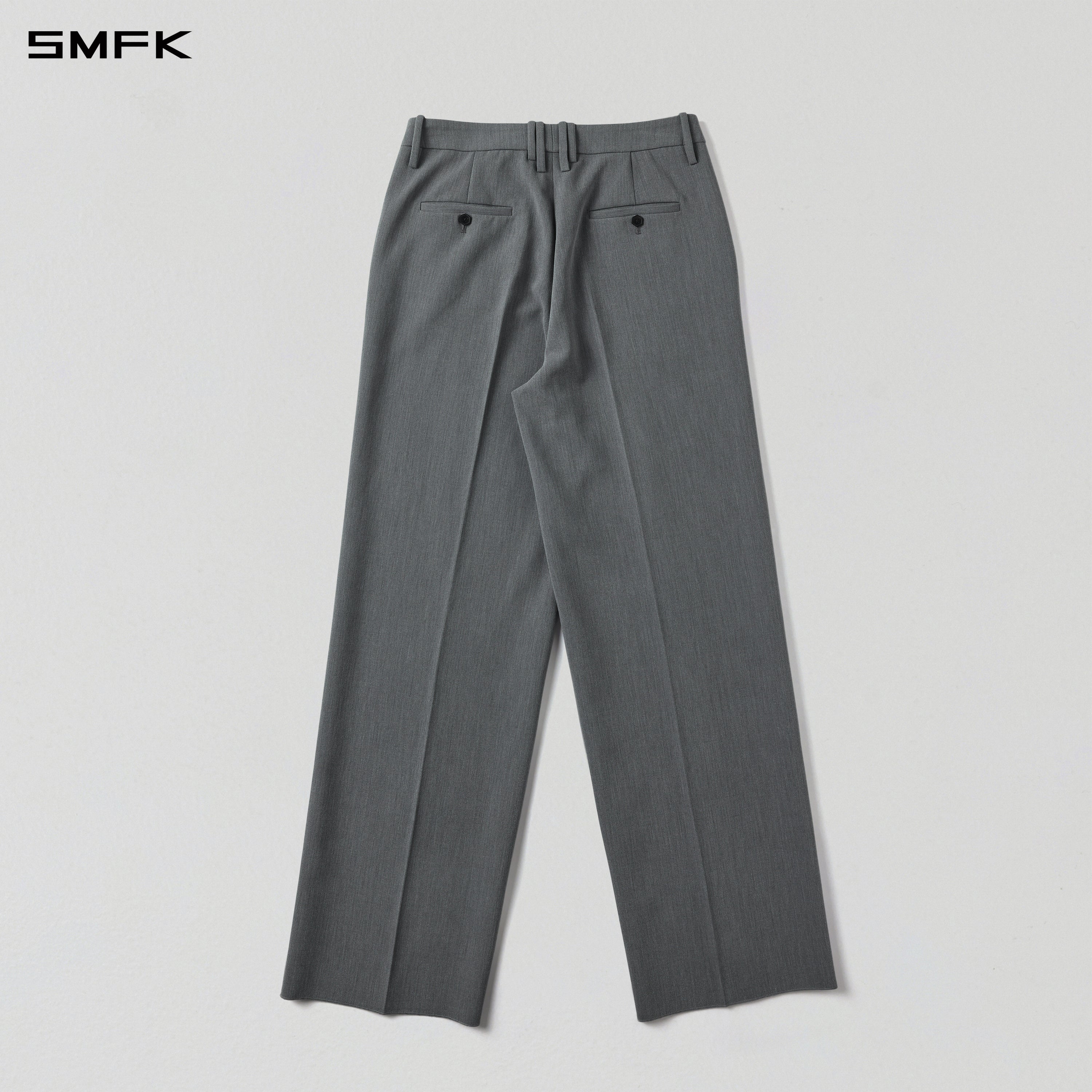 MIRAGE SIREN MIST LOOSE FORMAL PANTS/POLYESTER+VISCOSE+SPANDEX+WOOL/W GLACIER GREY