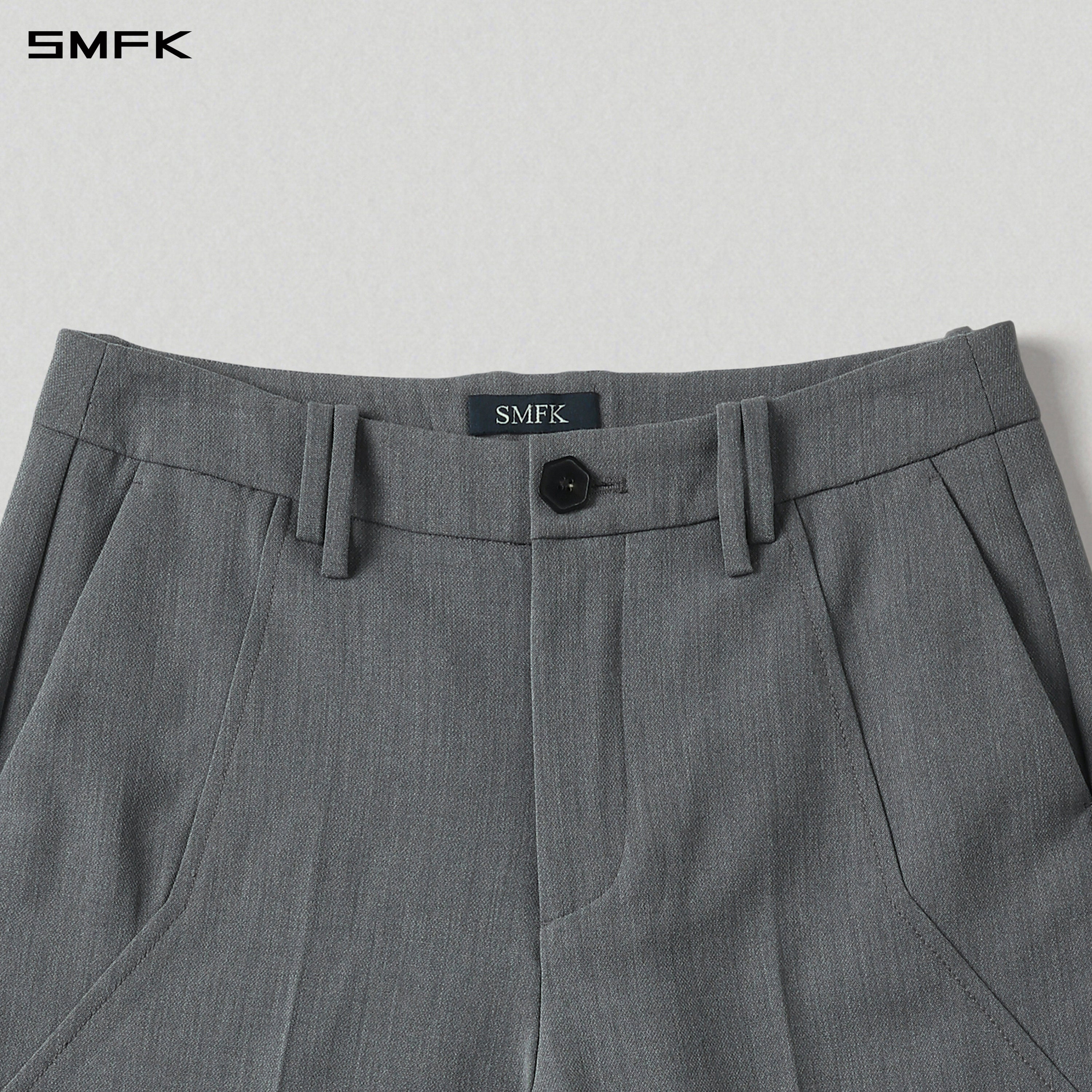 MIRAGE SIREN MIST LOOSE FORMAL PANTS/POLYESTER+VISCOSE+SPANDEX+WOOL/W GLACIER GREY