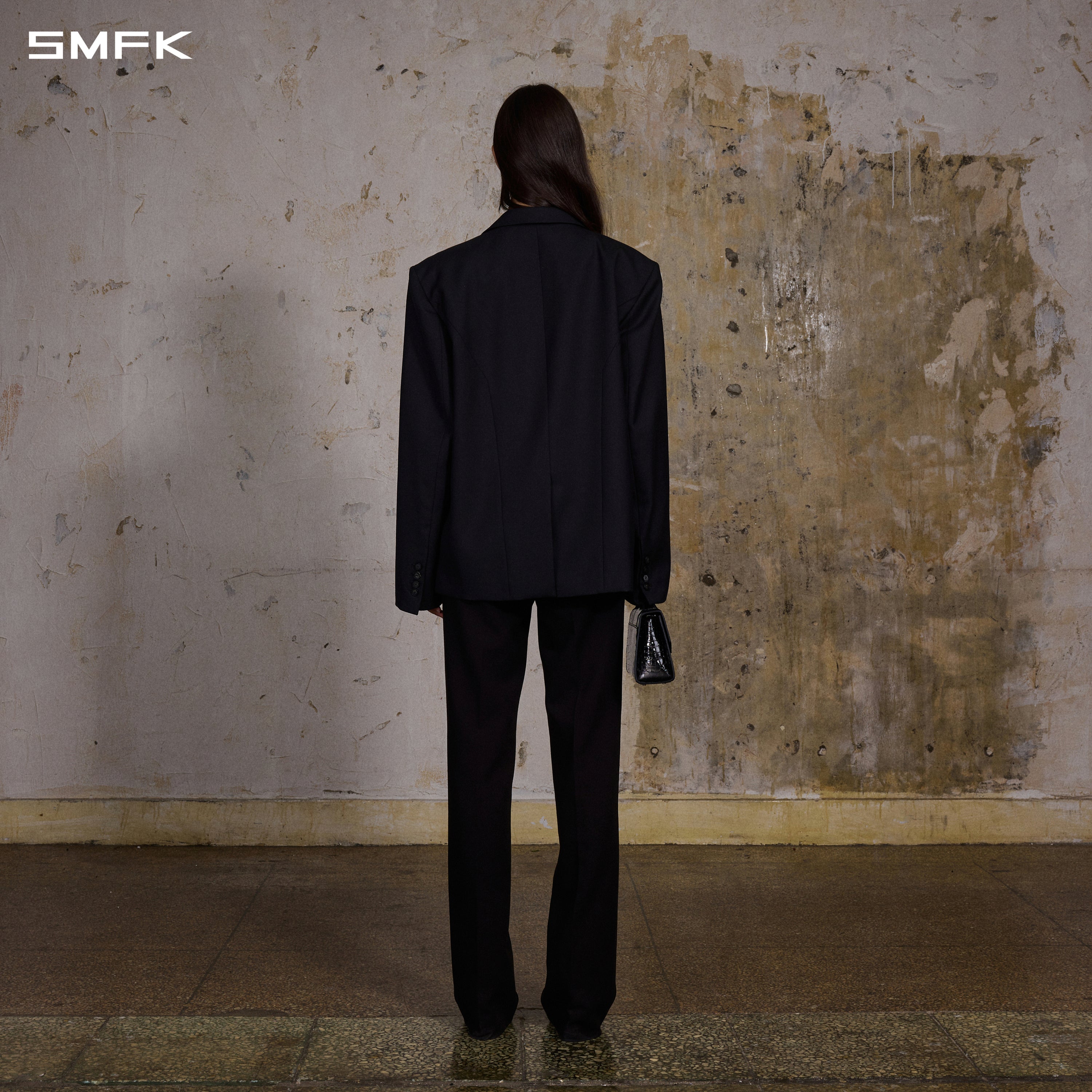 MIRAGE SIREN MIST SLIM FORMAL PANTS/POLYESTER+VISCOSE+SPANDEX+WOOL MIDNIGHT BLACK