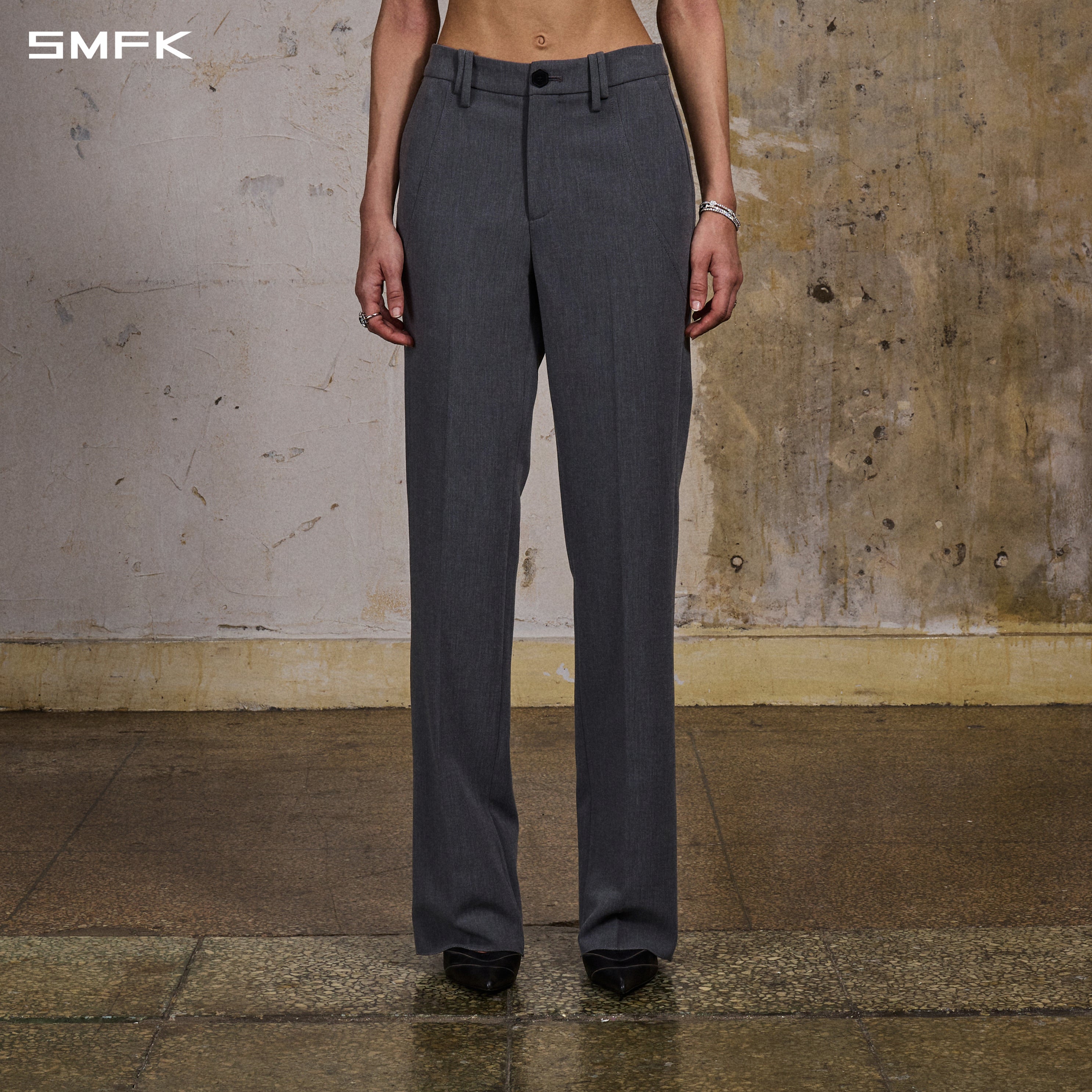 MIRAGE SIREN MIST SLIM FORMAL PANTS/POLYESTER+VISCOSE+SPANDEX+WOOL STORM GREY