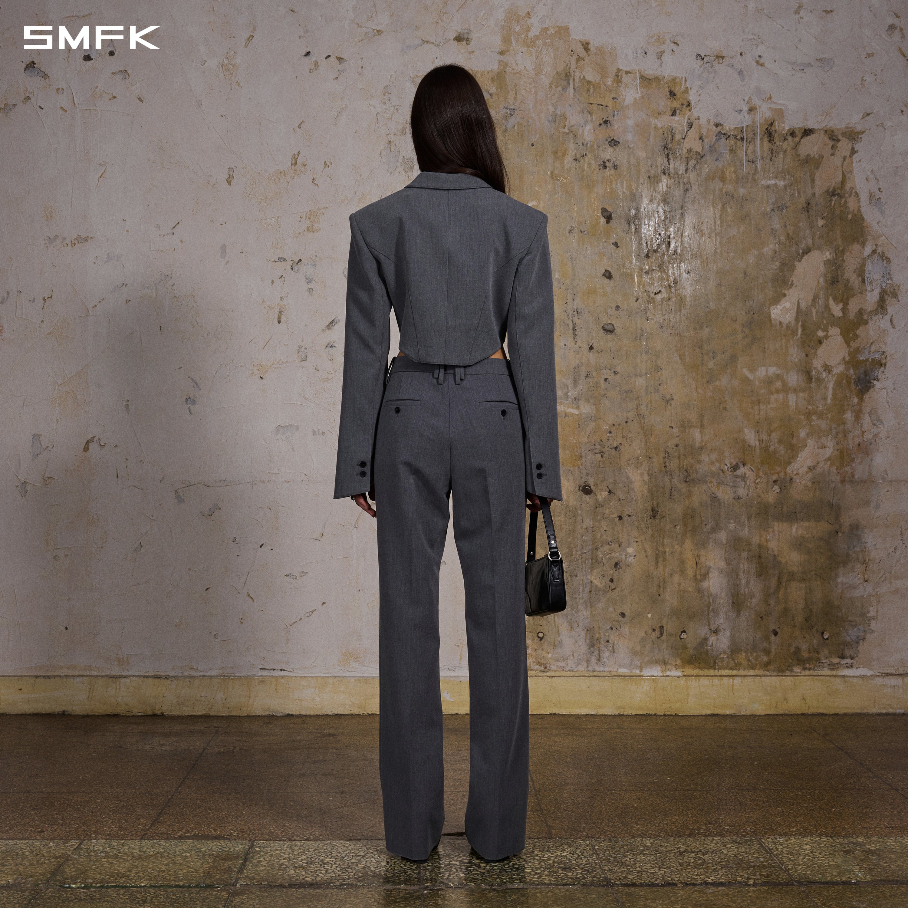 MIRAGE SIREN MIST SLIM FORMAL PANTS/POLYESTER+VISCOSE+SPANDEX+WOOL STORM GREY