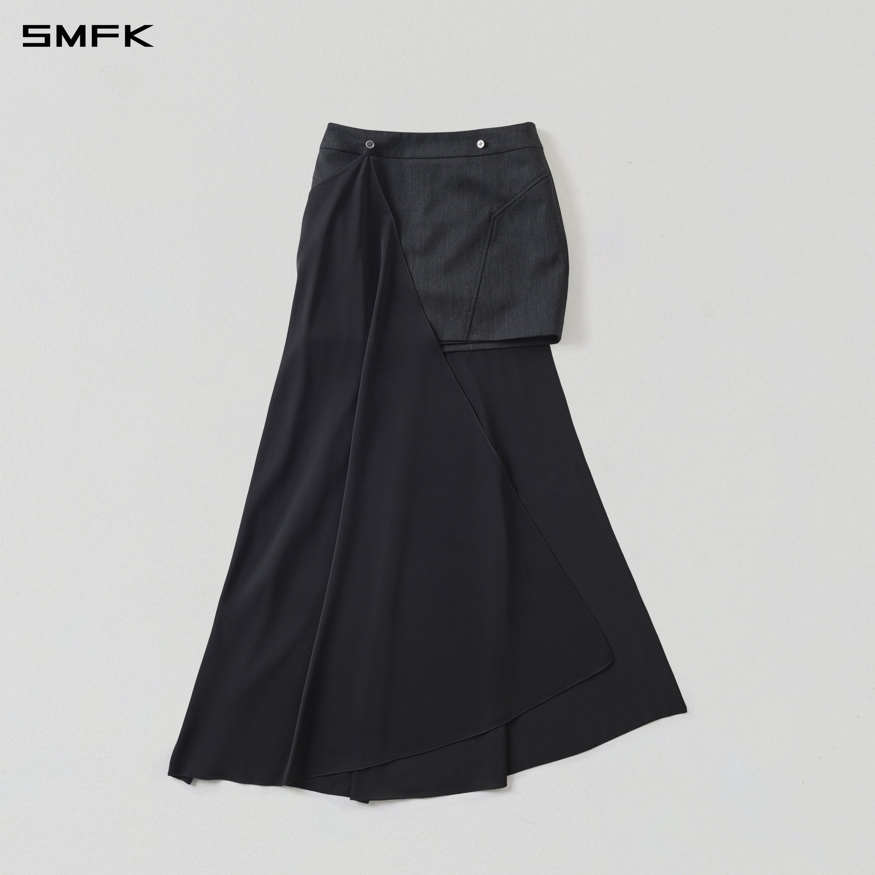 PERMANENT PRISM CAPE FORMAL SHORT SKIRT /WOOL+POLYESTER MIDNIGHT BLACK