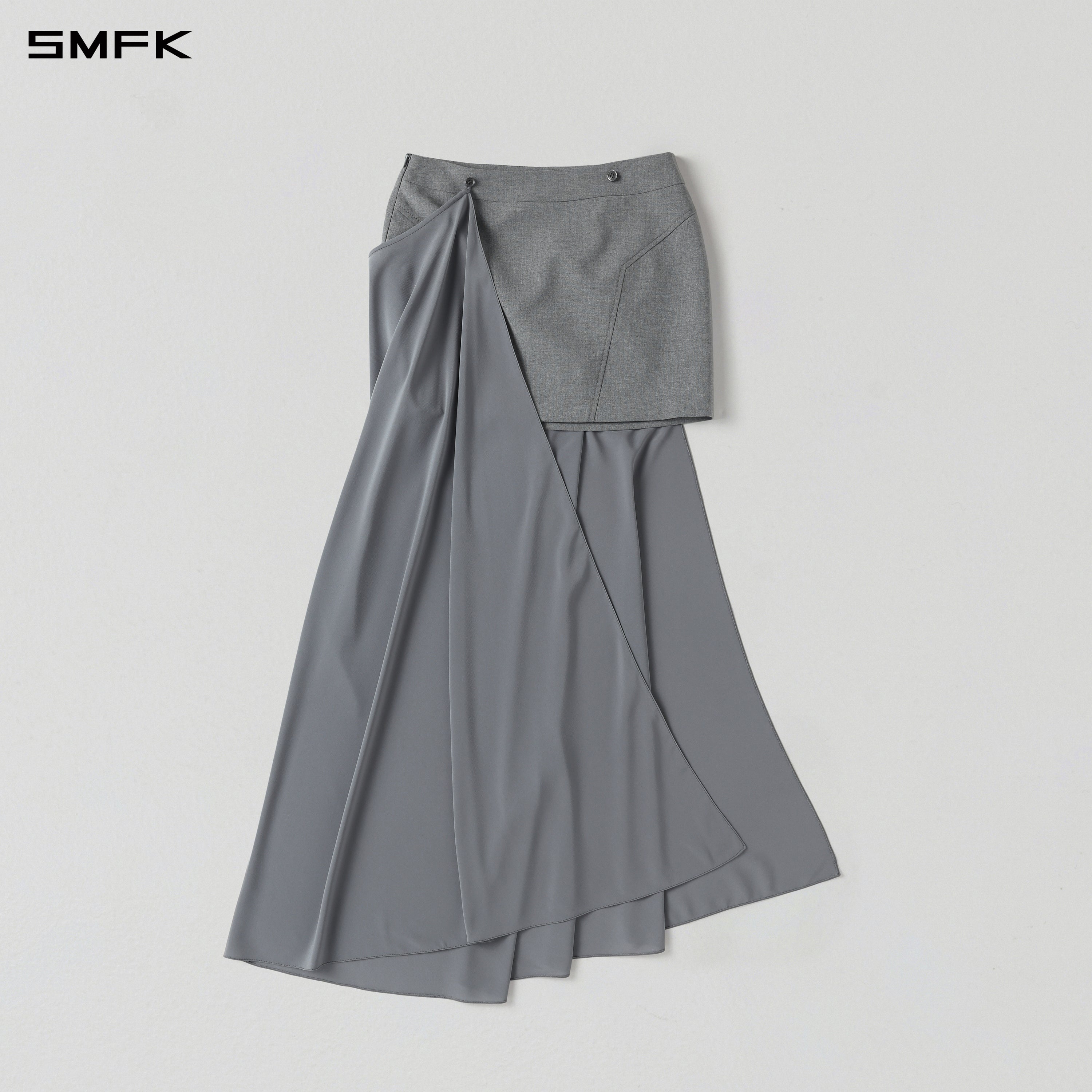 PERMANENT PRISM CAPE FORMAL SHORT SKIRT/POLYESTER + VISCOSE + WOOL GLACIER GREY