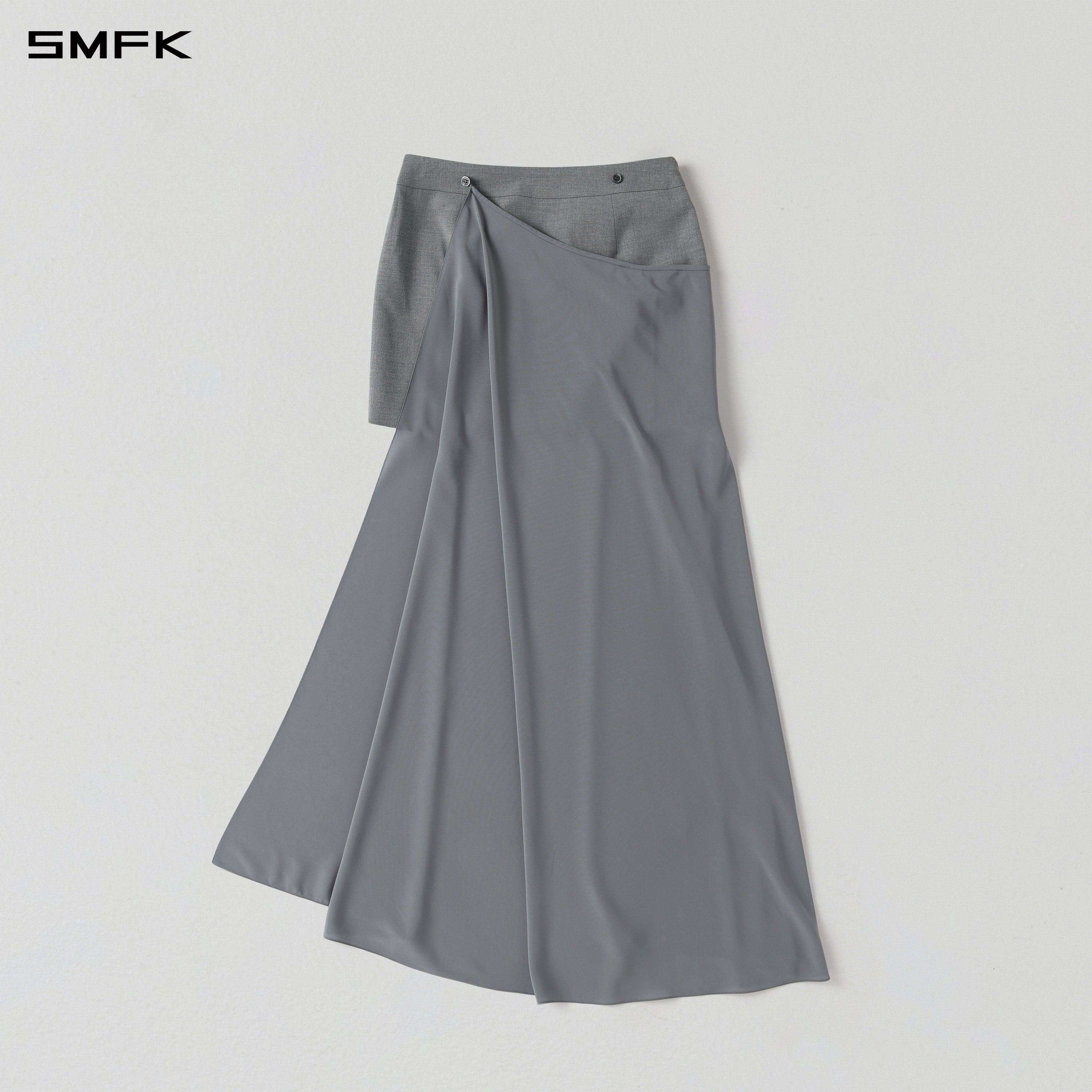 PERMANENT PRISM CAPE FORMAL SHORT SKIRT/POLYESTER + VISCOSE + WOOL GLACIER GREY