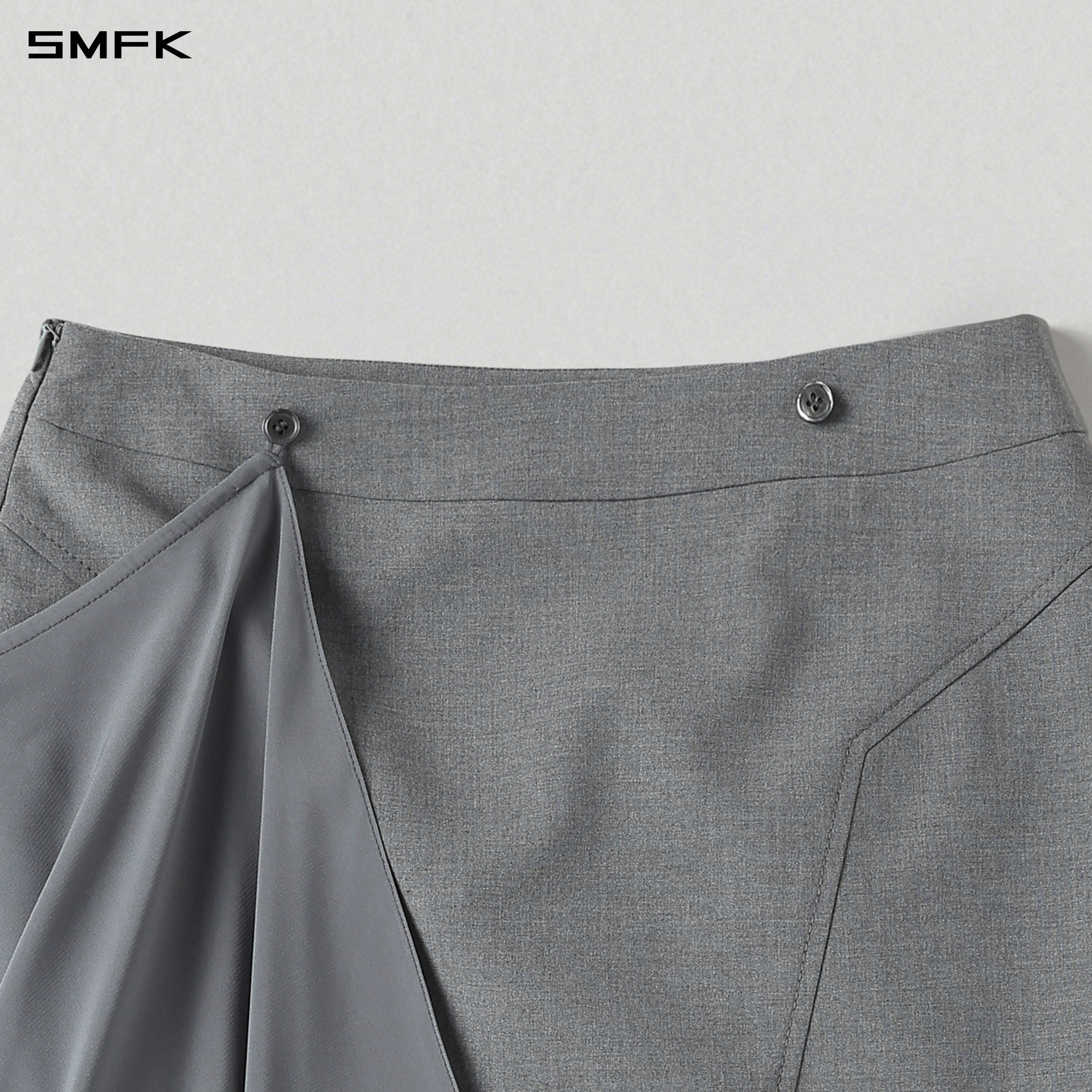PERMANENT PRISM CAPE FORMAL SHORT SKIRT/POLYESTER + VISCOSE + WOOL GLACIER GREY