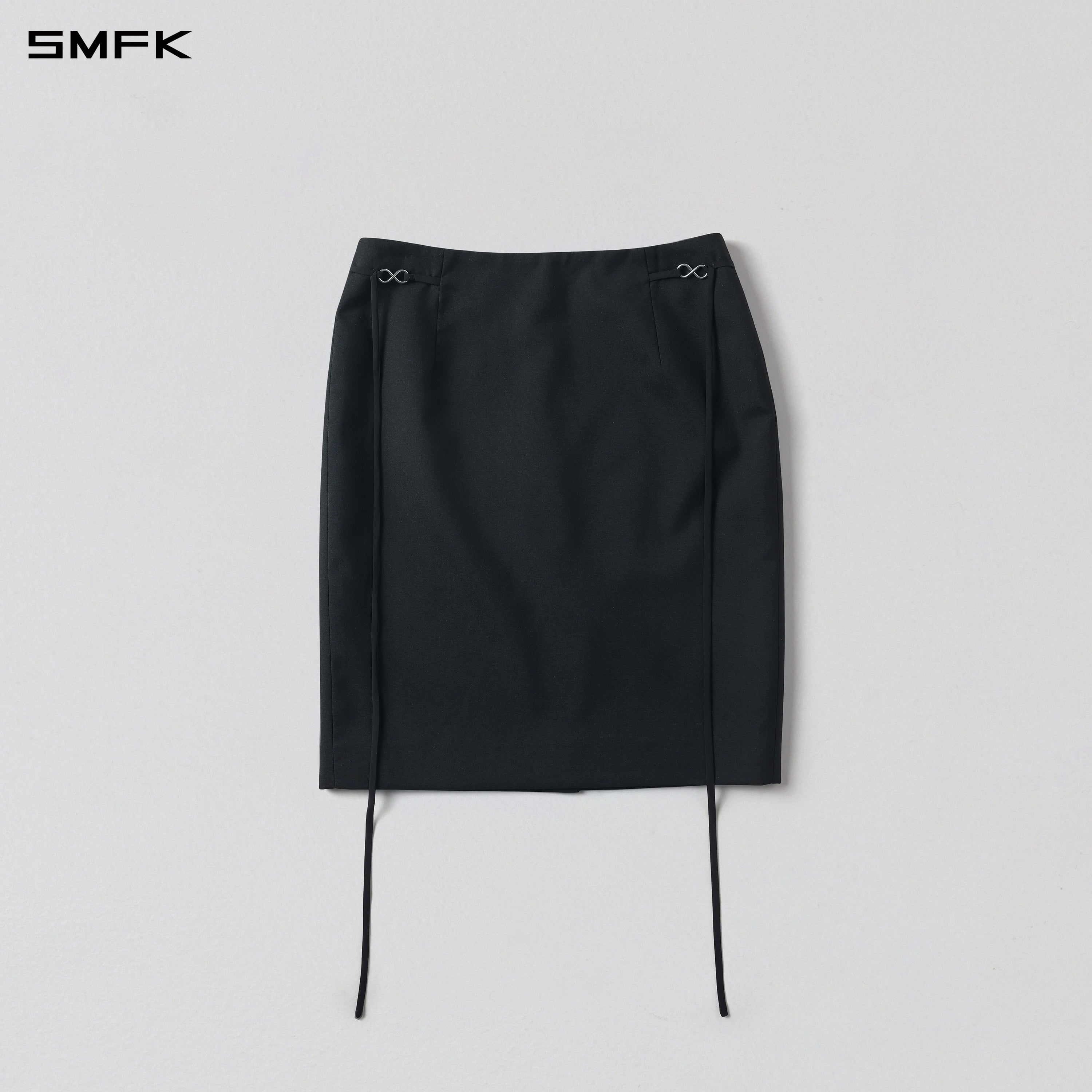 PERMANENT ELEGANT FORMAL MIDDLE SKIRT/POLYESTER+VISCOSE+WOOL MIDNIGHT BLACK