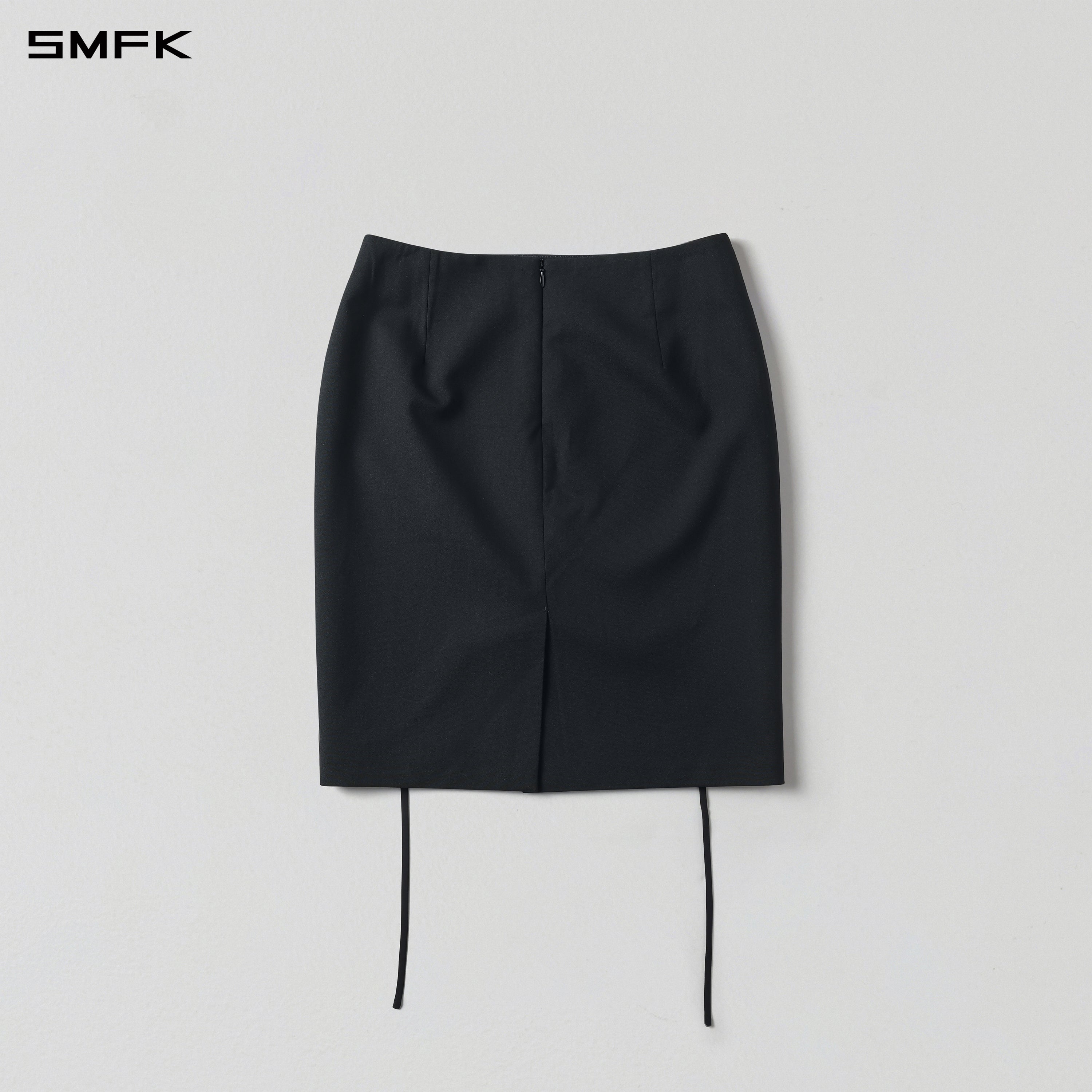 PERMANENT ELEGANT FORMAL MIDDLE SKIRT/POLYESTER+VISCOSE+WOOL MIDNIGHT BLACK