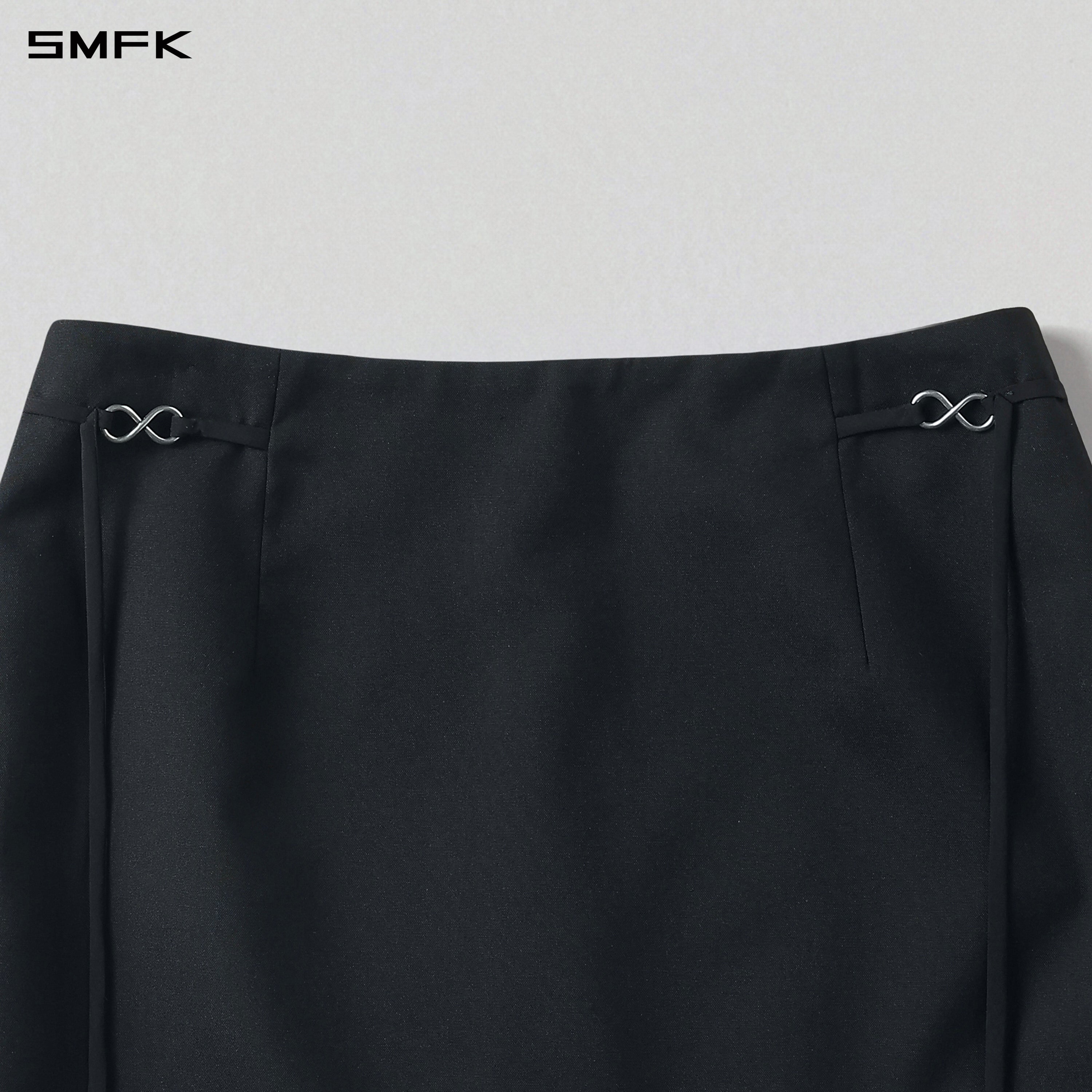 PERMANENT ELEGANT FORMAL MIDDLE SKIRT/POLYESTER+VISCOSE+WOOL MIDNIGHT BLACK