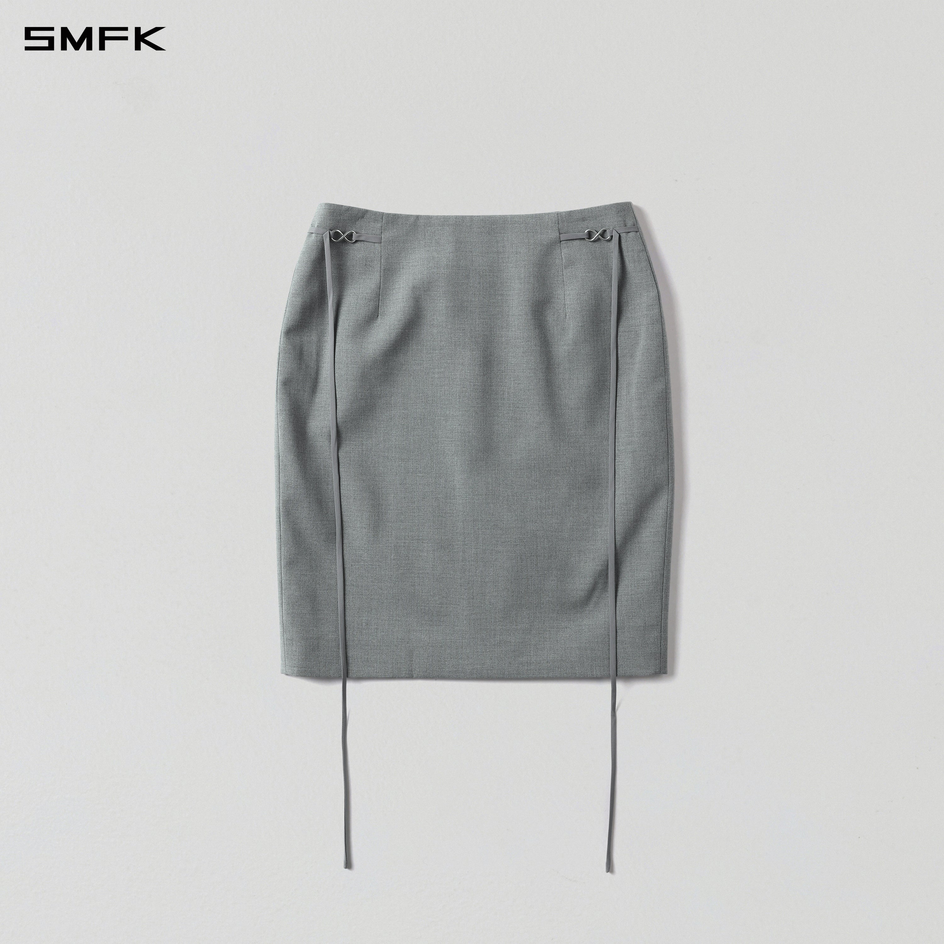 PERMANENT ELEGANT FORMAL MIDDLE SKIRT/POLYESTER+VISCOSE+WOOL GLACIER GREY