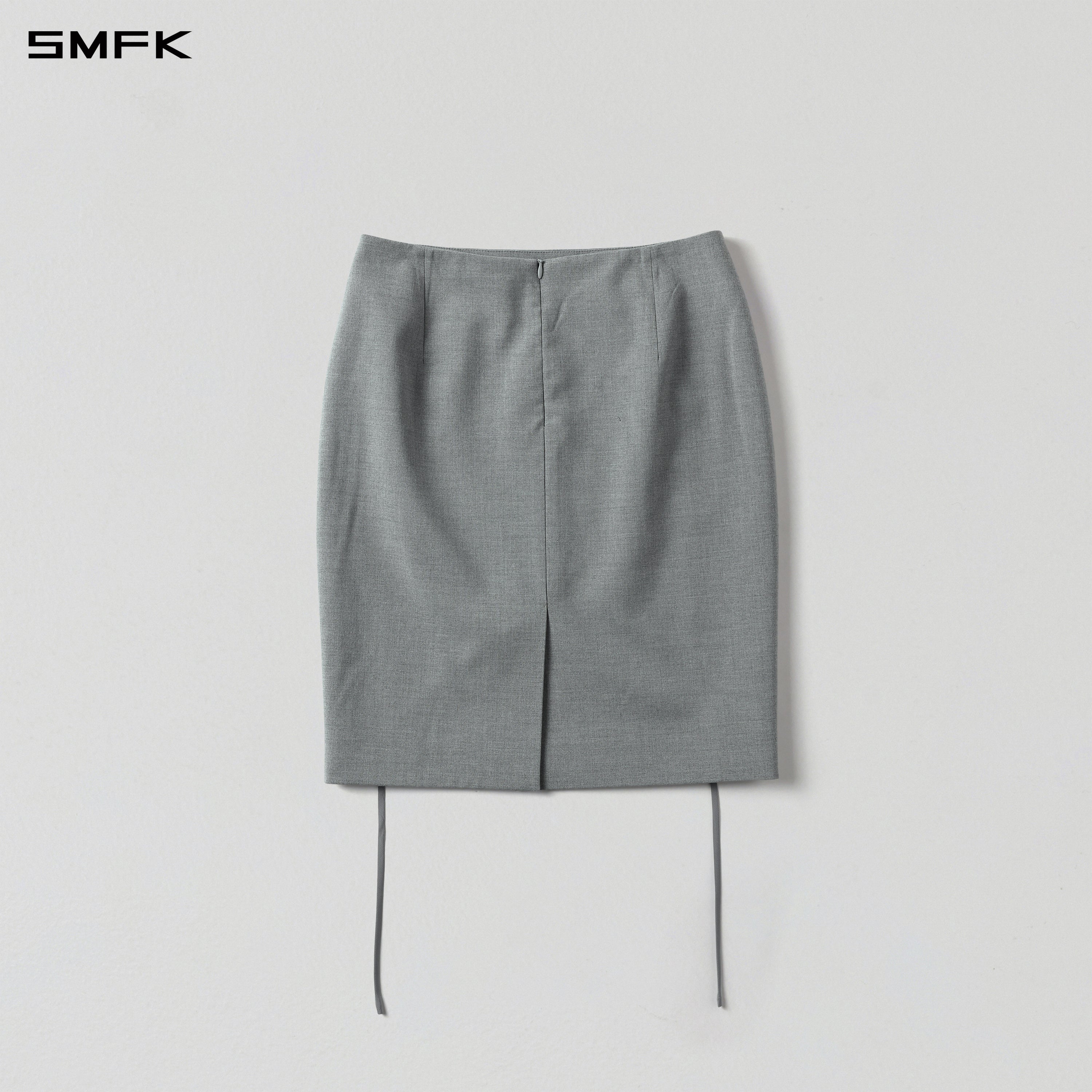 PERMANENT ELEGANT FORMAL MIDDLE SKIRT/POLYESTER+VISCOSE+WOOL GLACIER GREY
